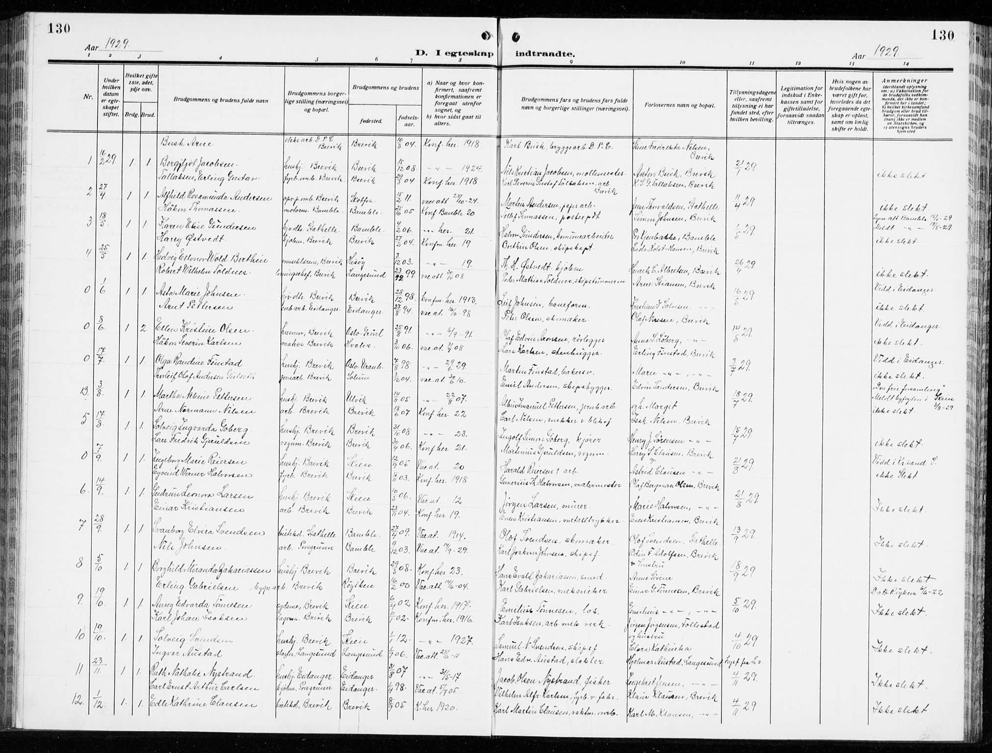Brevik kirkebøker, AV/SAKO-A-255/G/Ga/L0006: Parish register (copy) no. 6, 1922-1940, p. 130