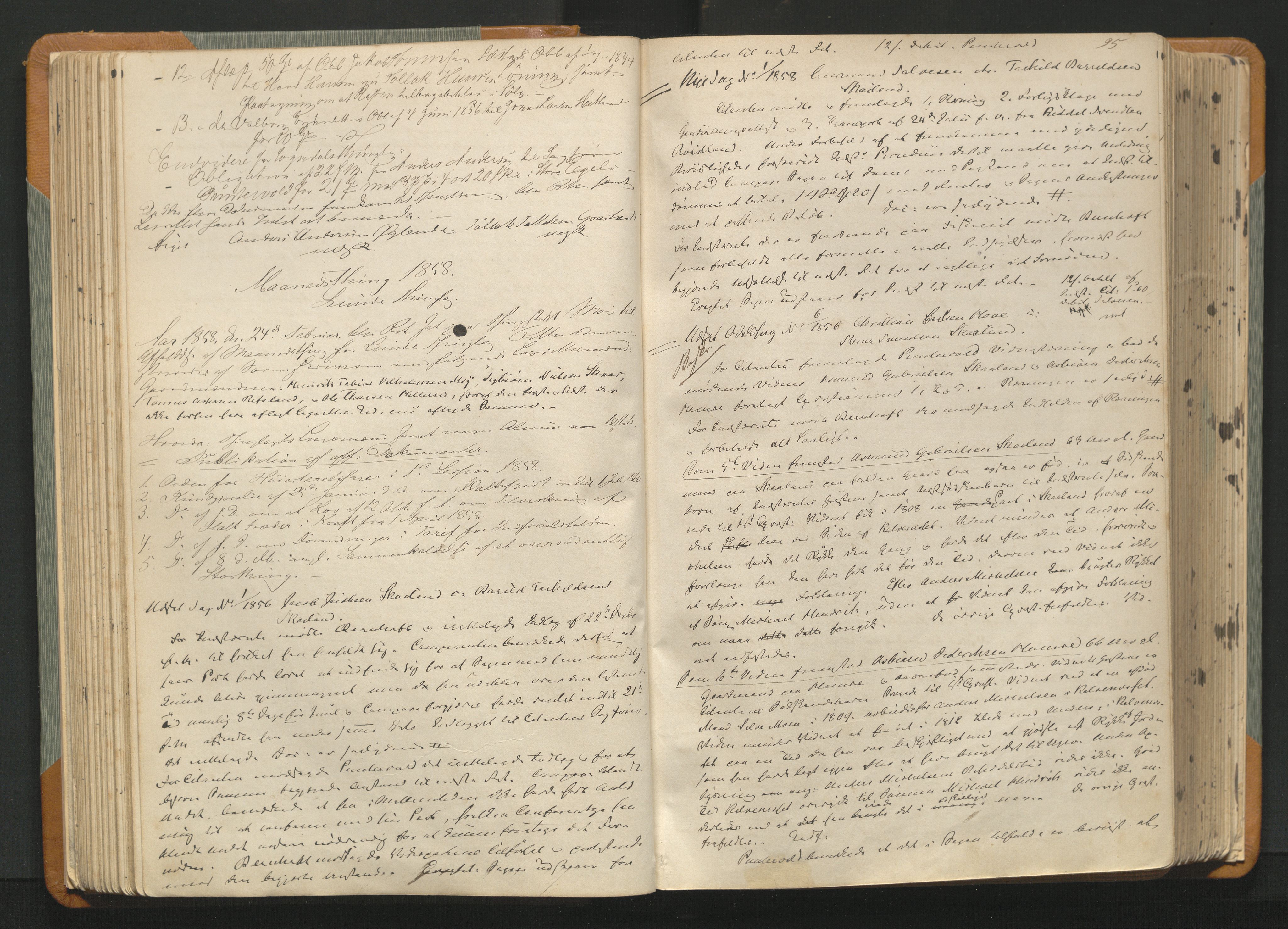 Jæren og Dalane sorenskriveri, AV/SAST-A-100306/3/30/30BAA/L0006: Tingbok for Dalane, 1856-1864, p. 94b-95a