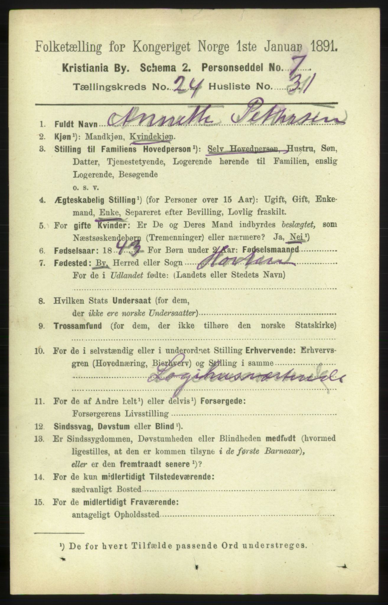 RA, 1891 census for 0301 Kristiania, 1891, p. 12290