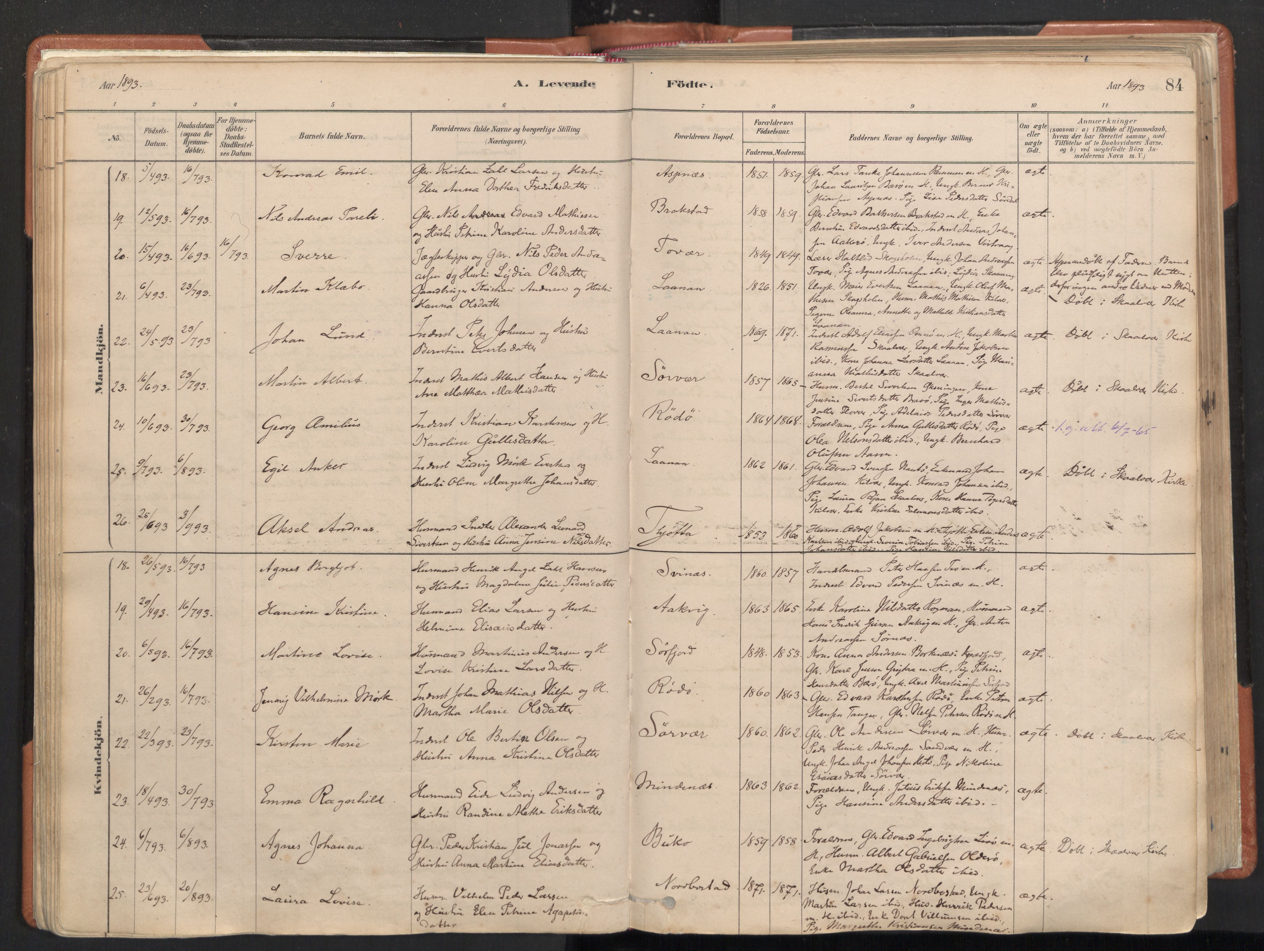 Ministerialprotokoller, klokkerbøker og fødselsregistre - Nordland, SAT/A-1459/817/L0264: Parish register (official) no. 817A04, 1878-1907, p. 84
