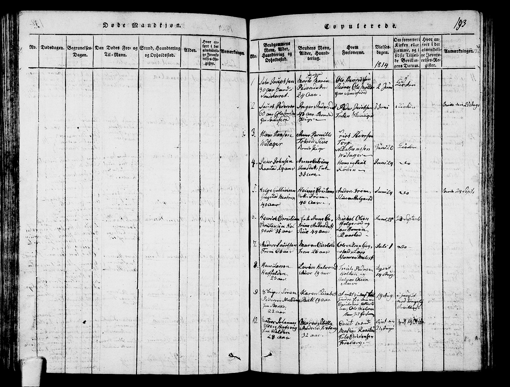 Sandar kirkebøker, SAKO/A-243/G/Ga/L0001: Parish register (copy) no. 1, 1814-1835, p. 193