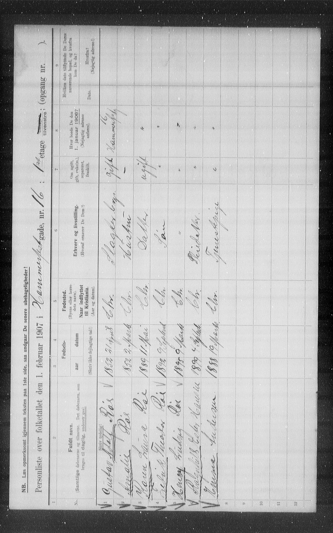 OBA, Municipal Census 1907 for Kristiania, 1907, p. 17570