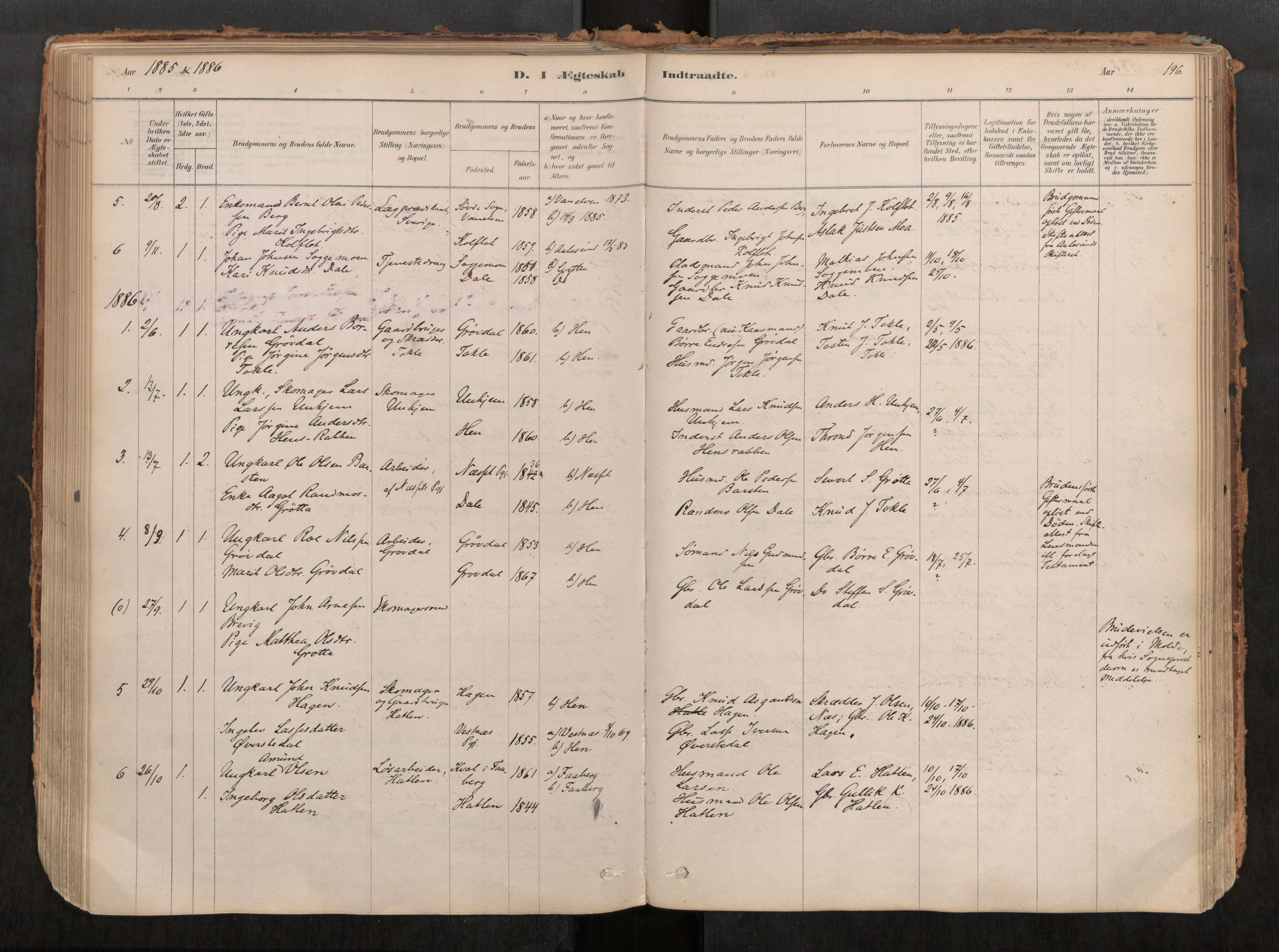 Ministerialprotokoller, klokkerbøker og fødselsregistre - Møre og Romsdal, SAT/A-1454/545/L0594: Parish register (official) no. 545A03, 1878-1920, p. 196