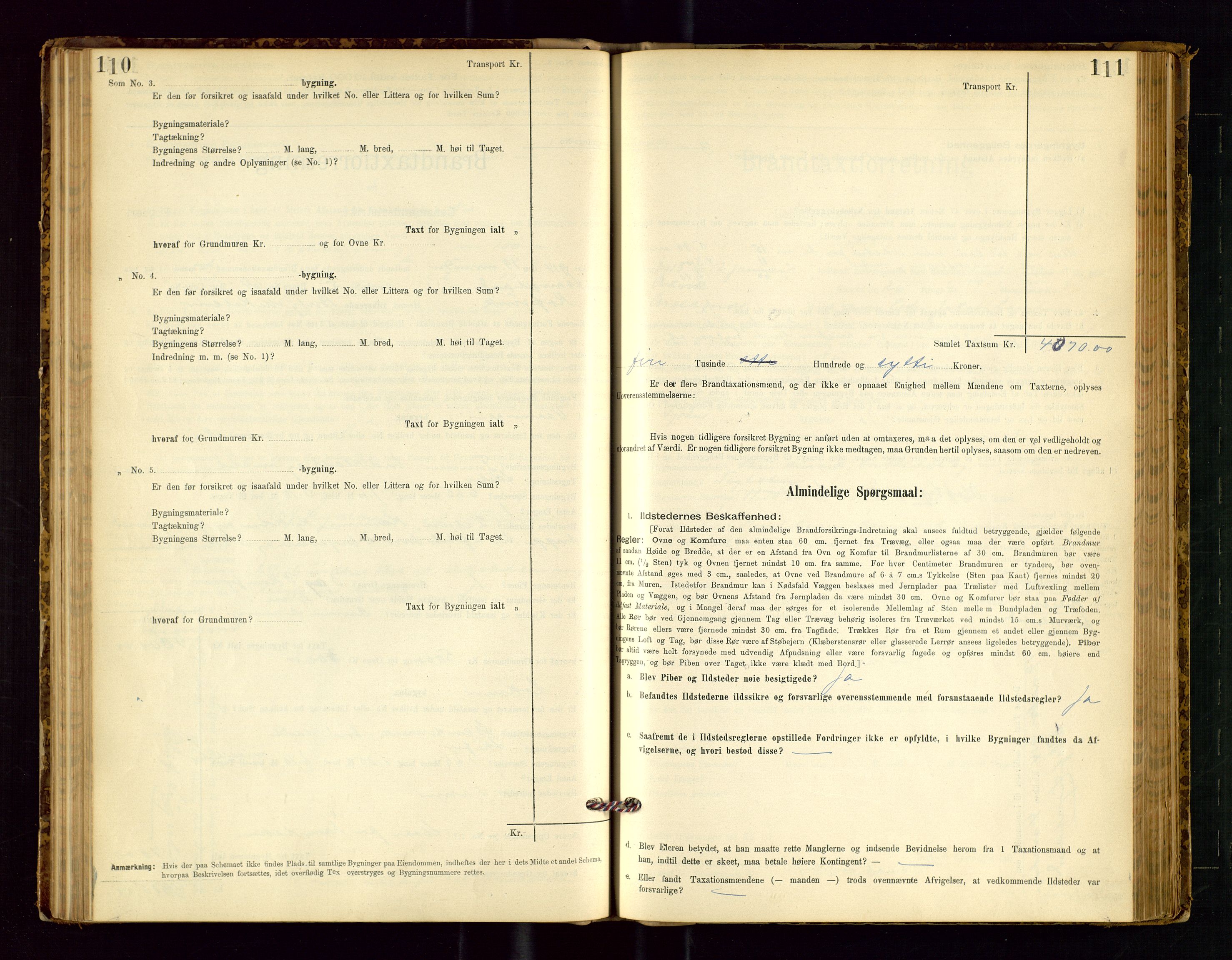 Avaldsnes lensmannskontor, SAST/A-100286/Gob/L0001: "Brandtaxationsprotokol for Avaldsnes Lensmandsdistrikt Ryfylke Fogderi", 1894-1925, p. 110-111