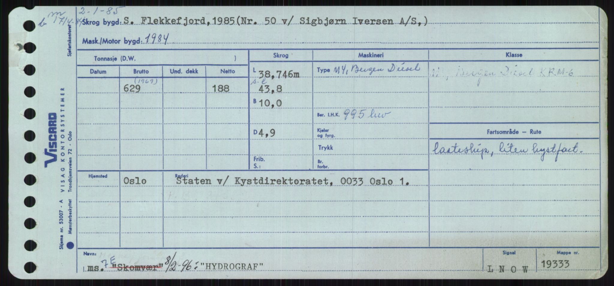 Sjøfartsdirektoratet med forløpere, Skipsmålingen, AV/RA-S-1627/H/Ha/L0003/0001: Fartøy, Hilm-Mar / Fartøy, Hilm-Kol, p. 169