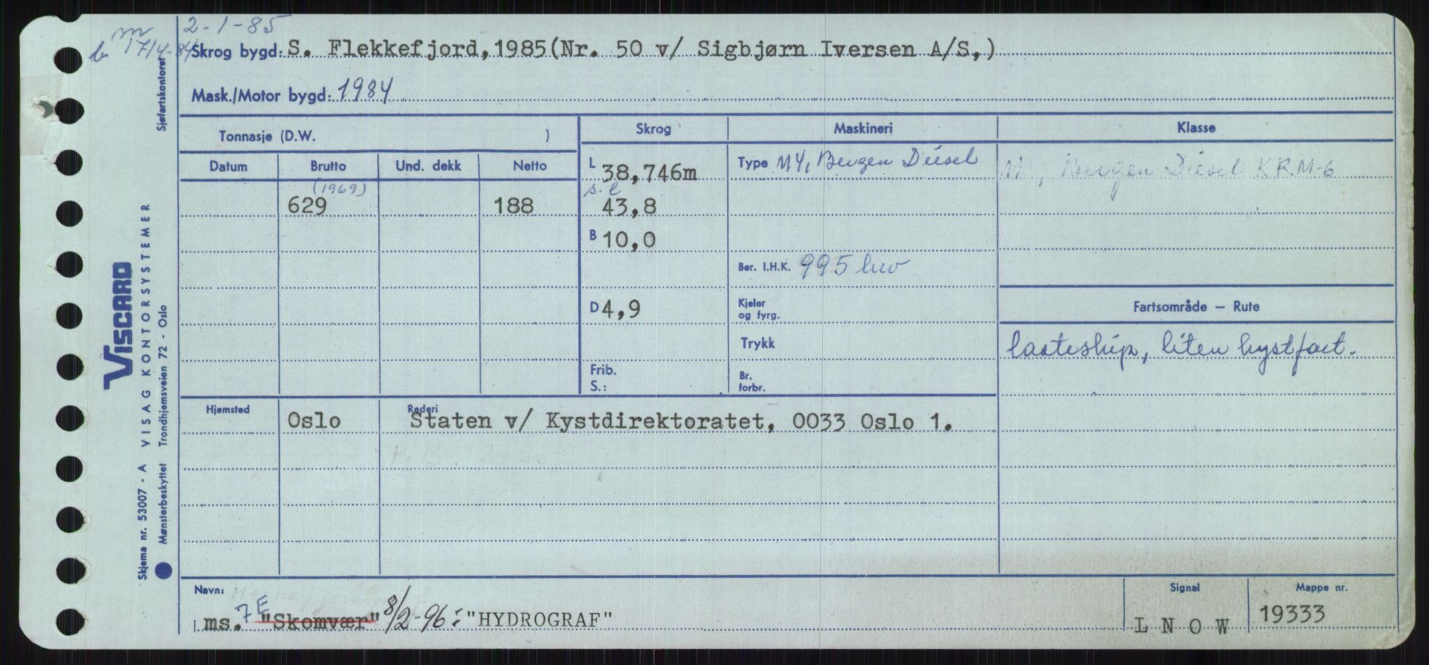 Sjøfartsdirektoratet med forløpere, Skipsmålingen, RA/S-1627/H/Ha/L0003/0001: Fartøy, Hilm-Mar / Fartøy, Hilm-Kol, p. 169