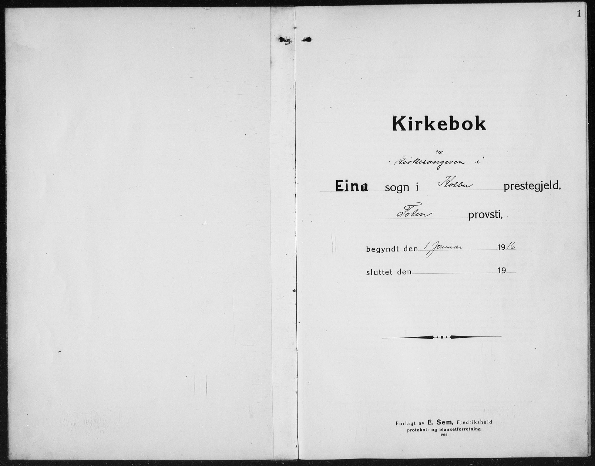 Kolbu prestekontor, SAH/PREST-110/H/Ha/Hab/L0006: Parish register (copy) no. 6, 1916-1934, p. 1