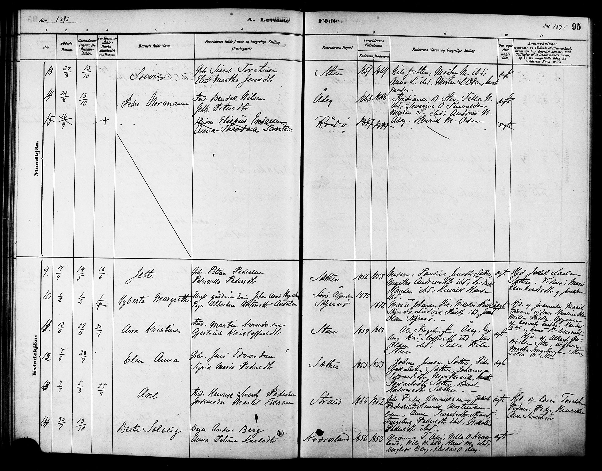 Ministerialprotokoller, klokkerbøker og fødselsregistre - Sør-Trøndelag, SAT/A-1456/658/L0722: Parish register (official) no. 658A01, 1879-1896, p. 95