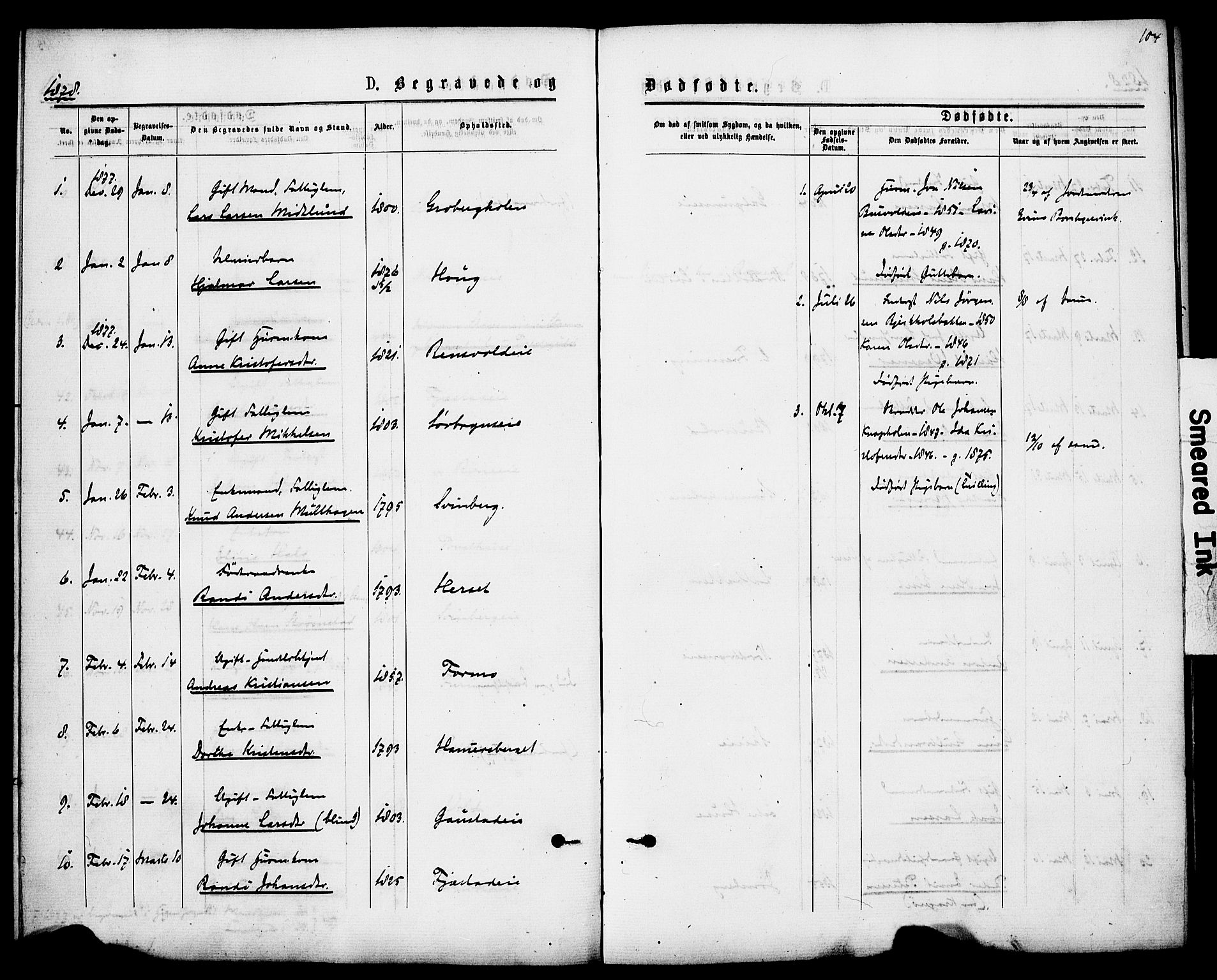 Romedal prestekontor, AV/SAH-PREST-004/K/L0007: Parish register (official) no. 7, 1875-1879, p. 104