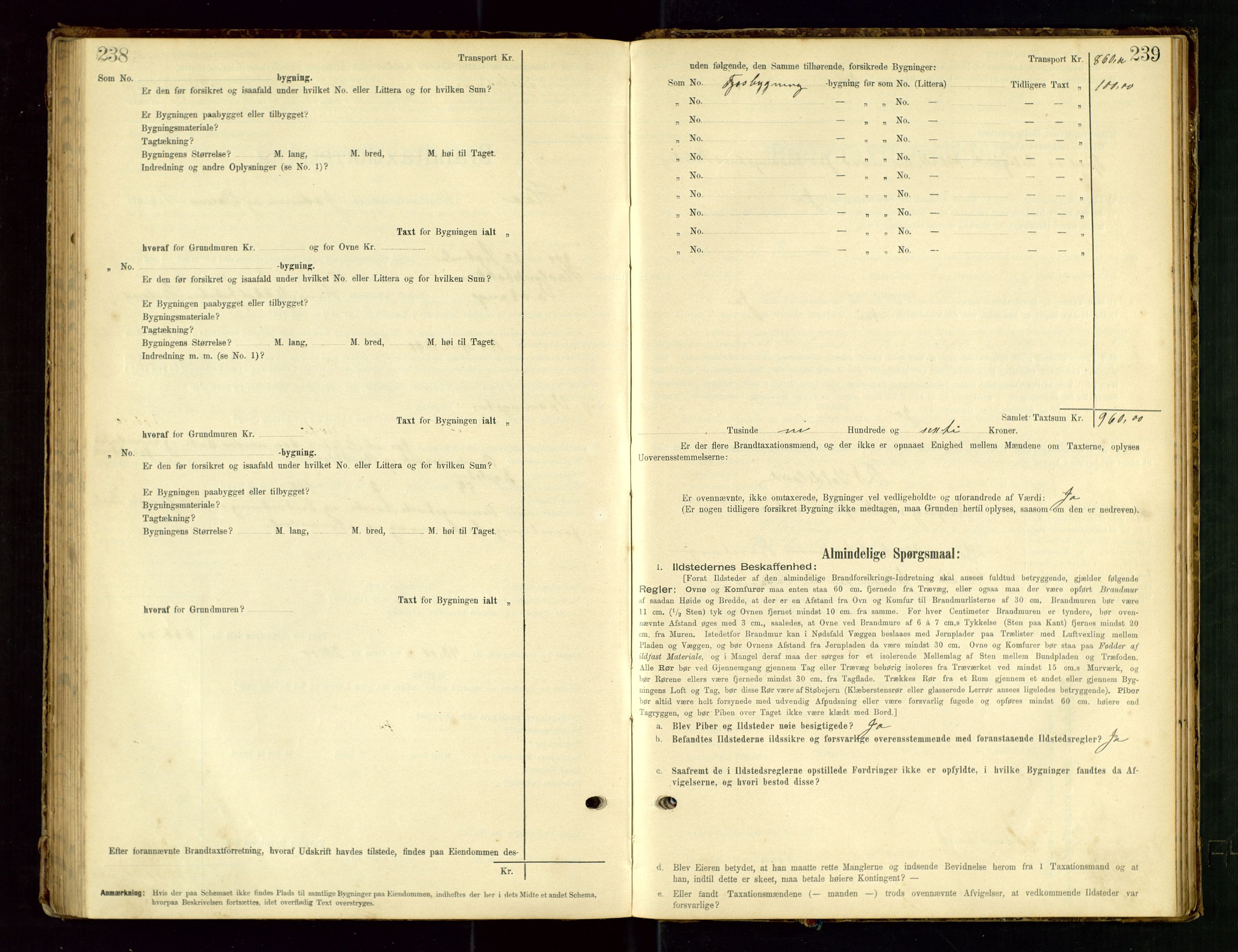 Hå lensmannskontor, SAST/A-100456/Goa/L0003: Takstprotokoll (skjema), 1895-1911, p. 238-239