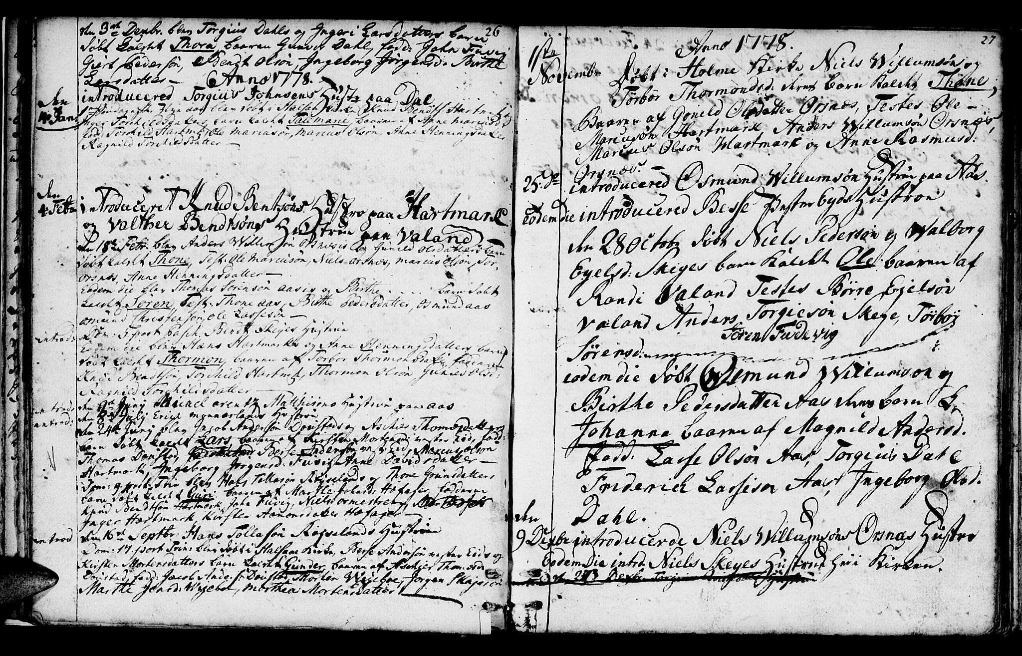 Mandal sokneprestkontor, SAK/1111-0030/F/Fa/Fab/L0002: Parish register (official) no. A 2, 1753-1801, p. 26-27