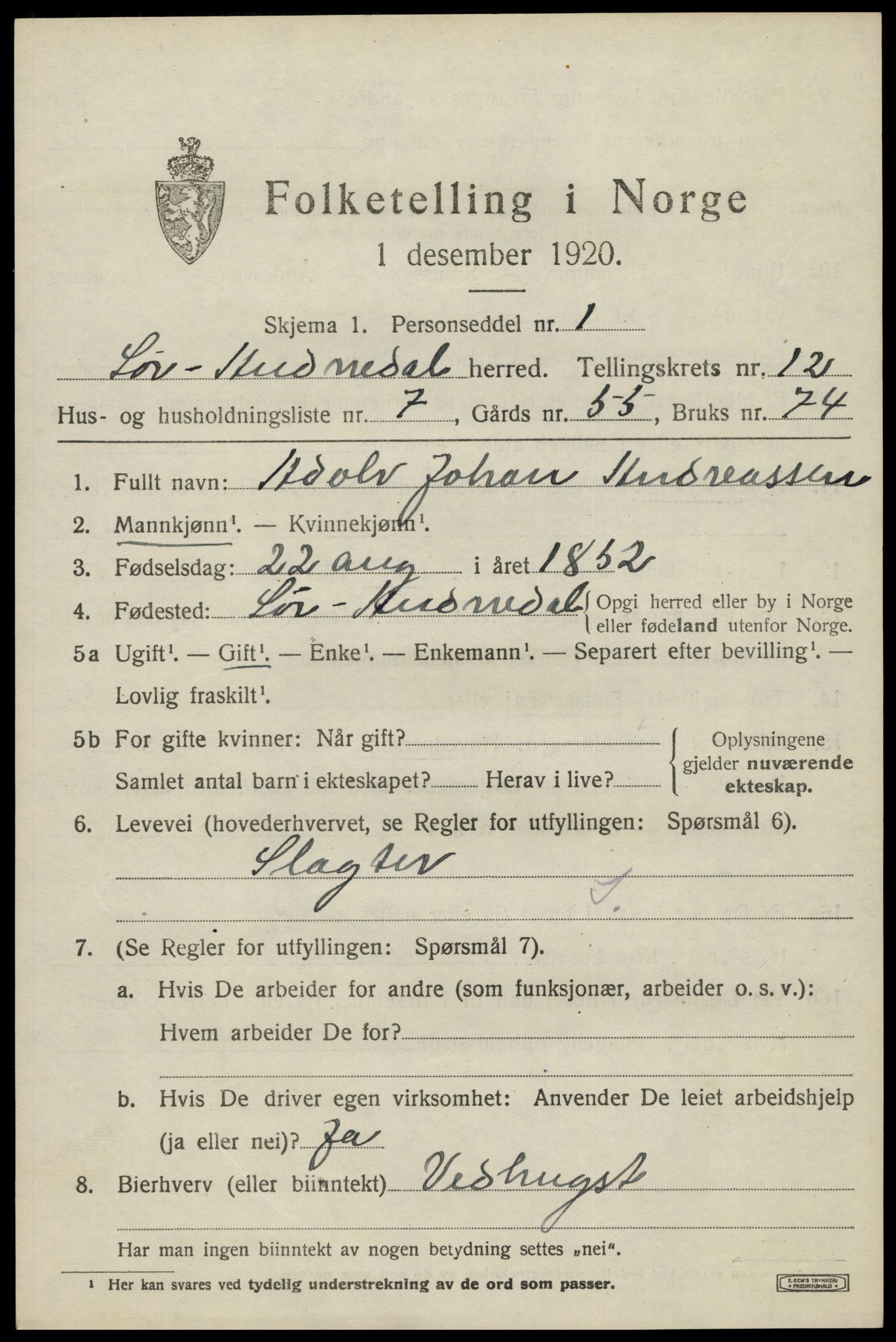 SAK, 1920 census for Sør-Audnedal, 1920, p. 4569