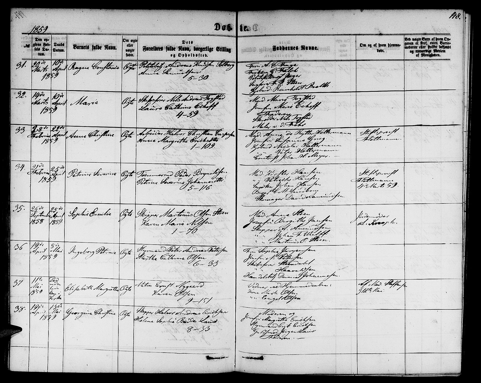 Nykirken Sokneprestembete, AV/SAB-A-77101/H/Hab: Parish register (copy) no. B 2, 1859-1868, p. 148