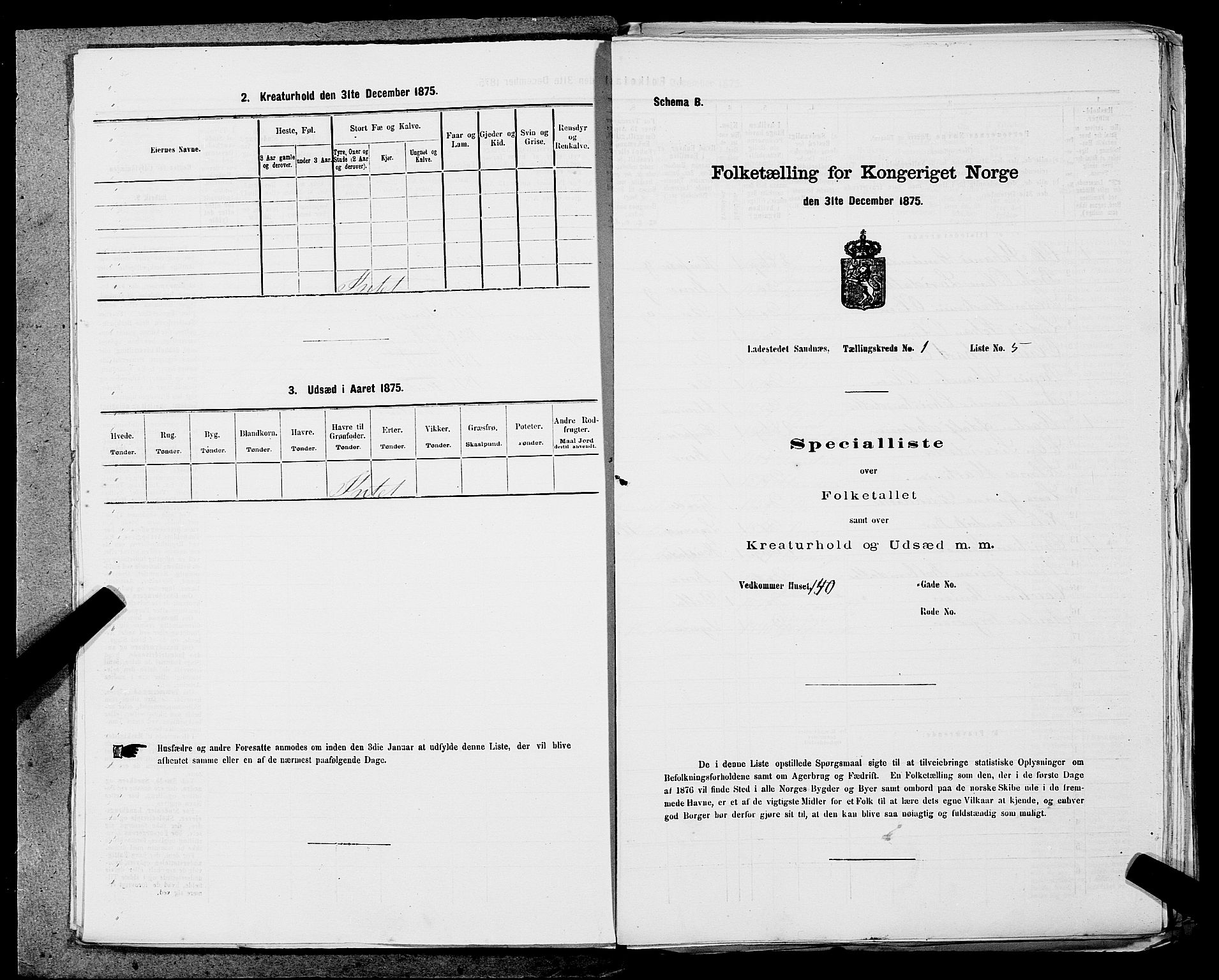 SAST, 1875 census for 1102B Høyland/Sandnes, 1875, p. 9