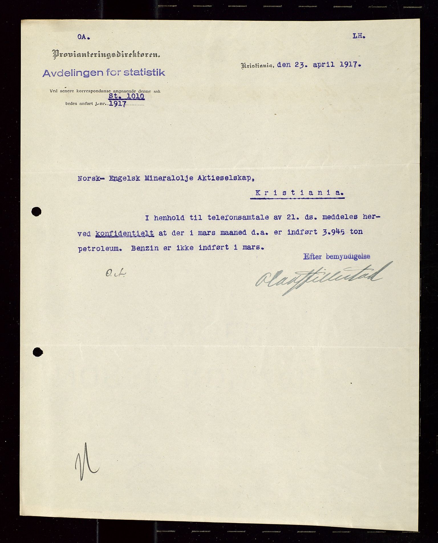 Pa 1521 - A/S Norske Shell, AV/SAST-A-101915/E/Ea/Eaa/L0020: Sjefskorrespondanse, 1917, p. 142