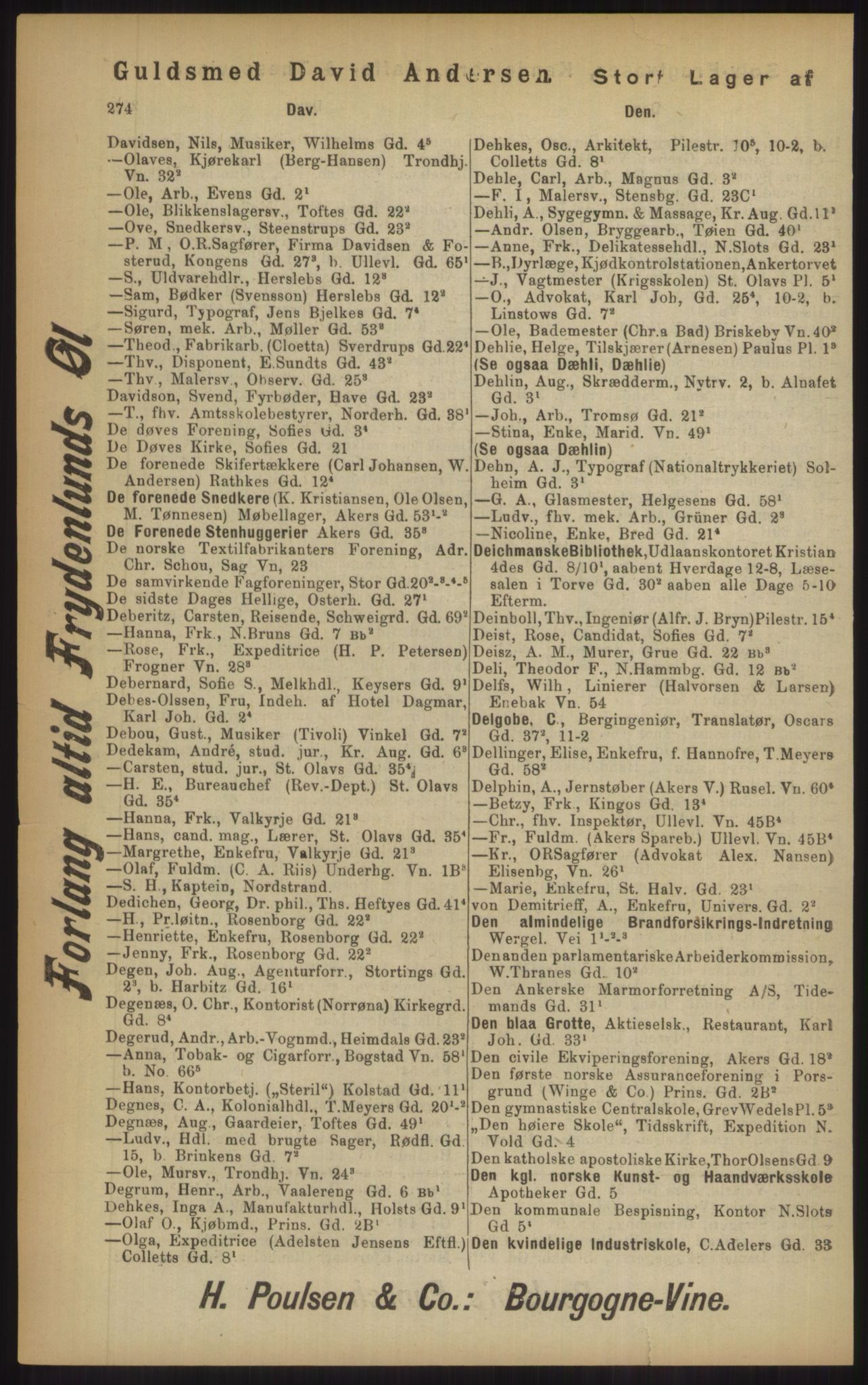 Kristiania/Oslo adressebok, PUBL/-, 1902, p. 274