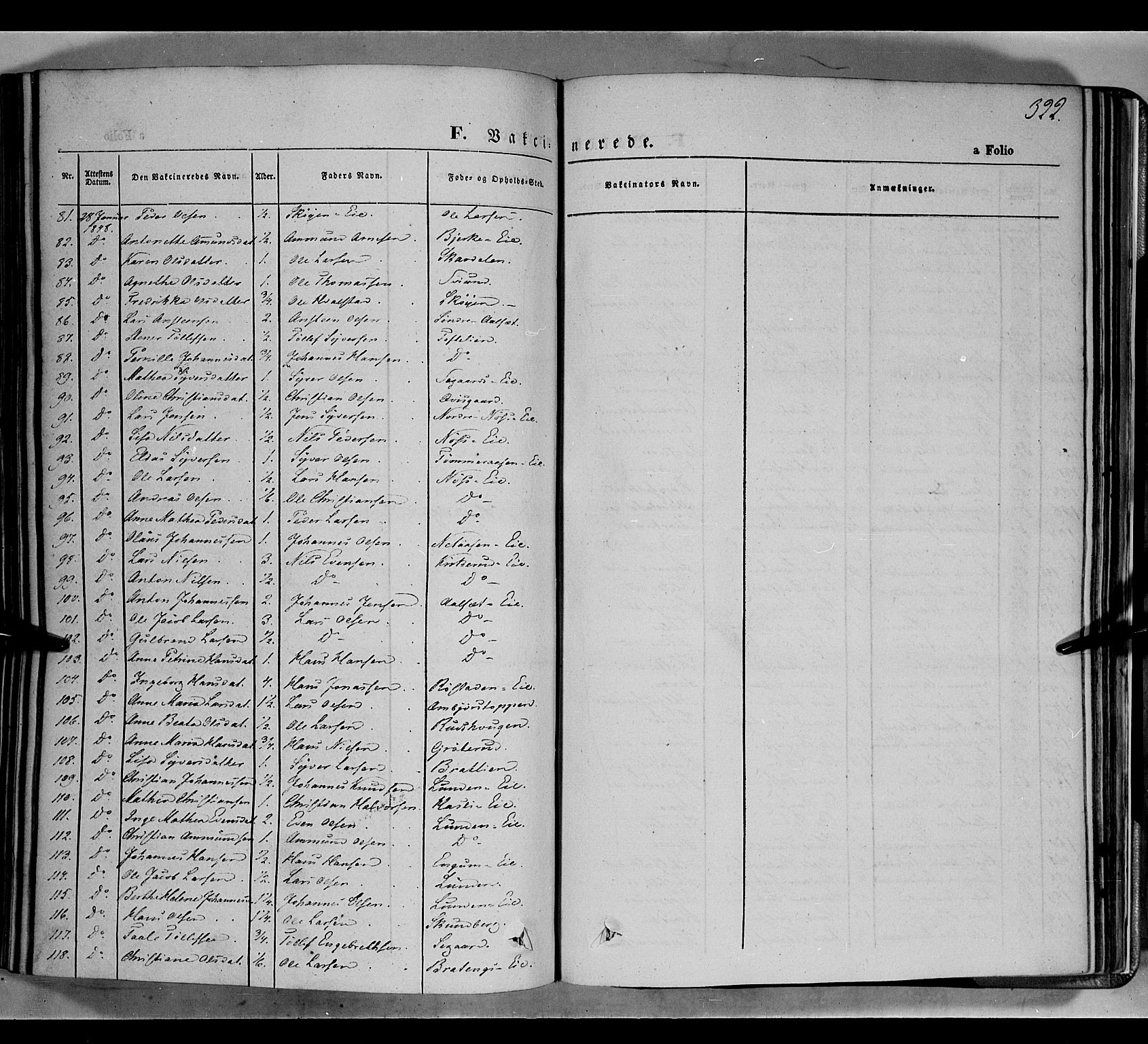 Biri prestekontor, SAH/PREST-096/H/Ha/Haa/L0005: Parish register (official) no. 5, 1843-1854, p. 322