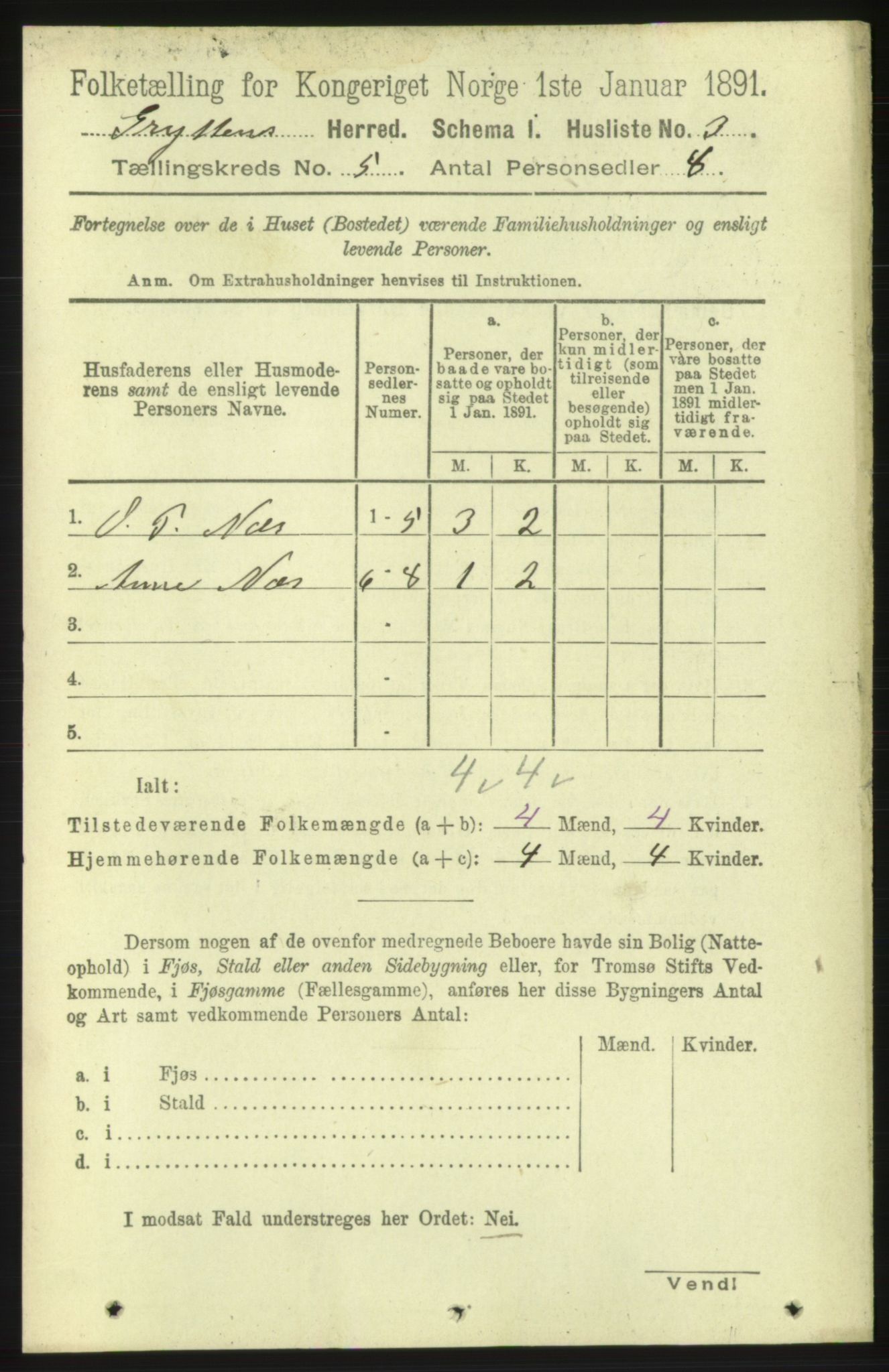 RA, 1891 census for 1539 Grytten, 1891, p. 1565