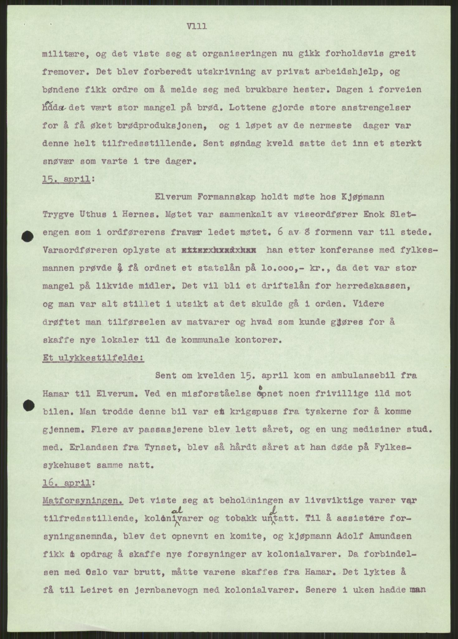 Forsvaret, Forsvarets krigshistoriske avdeling, AV/RA-RAFA-2017/Y/Ya/L0013: II-C-11-31 - Fylkesmenn.  Rapporter om krigsbegivenhetene 1940., 1940, p. 868