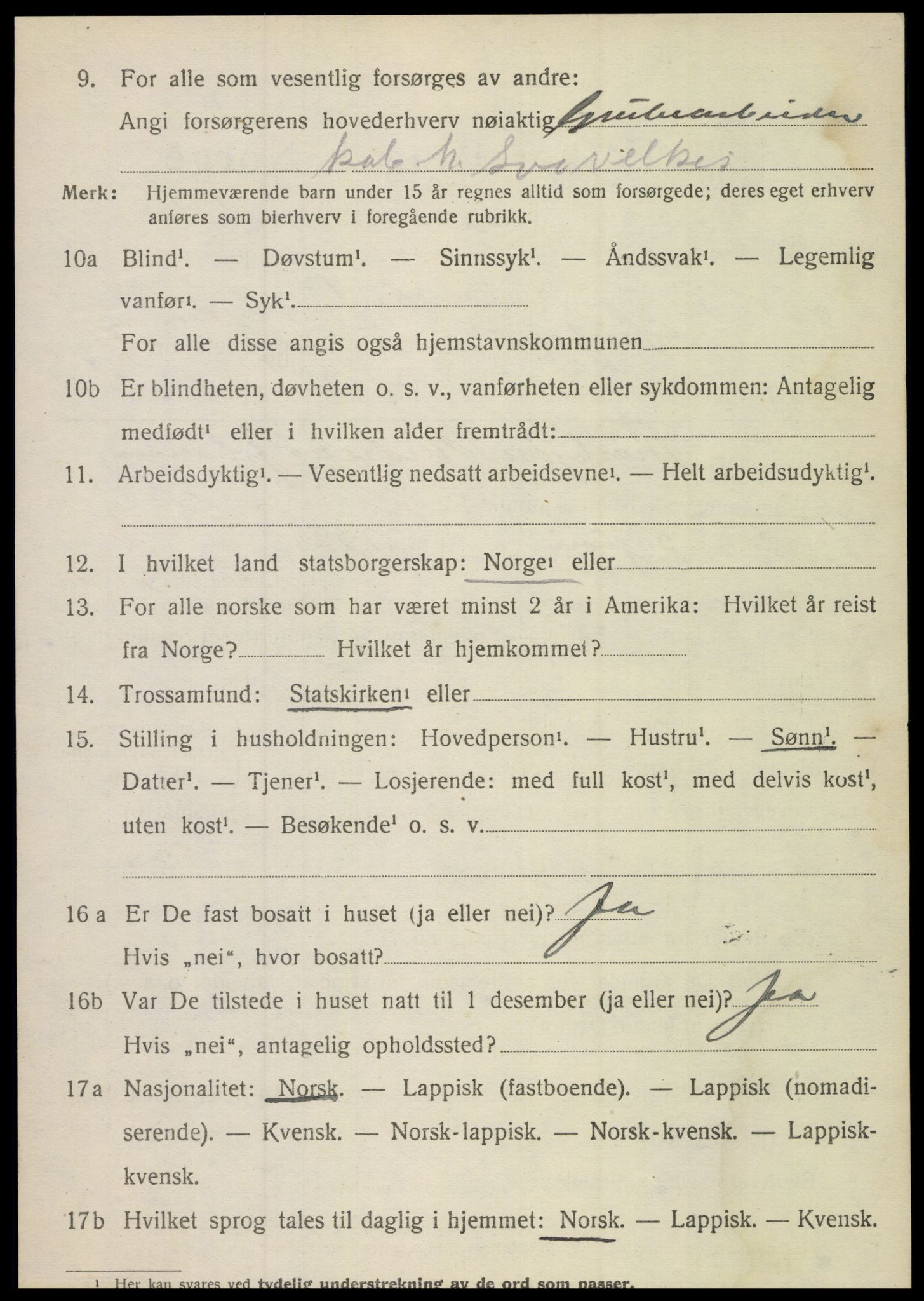 SAT, 1920 census for Sørfold, 1920, p. 4076