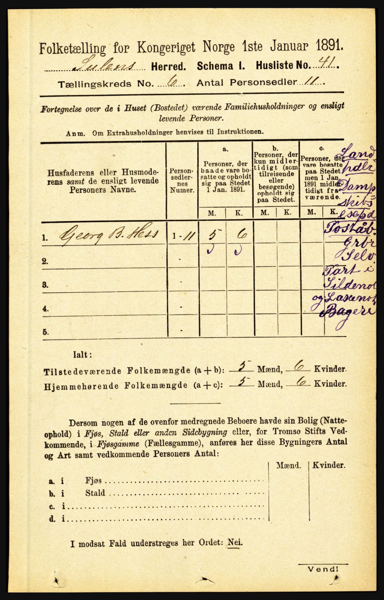 RA, 1891 census for 1412 Solund, 1891, p. 1993