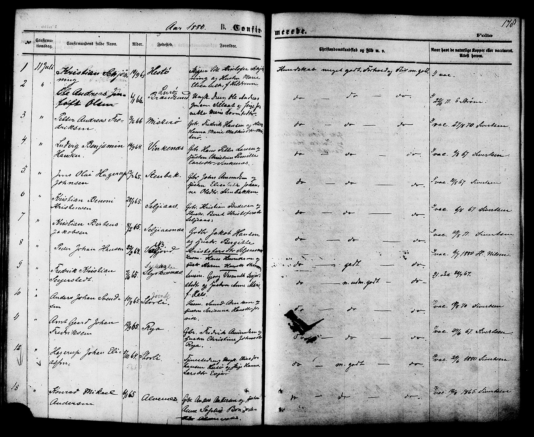 Ministerialprotokoller, klokkerbøker og fødselsregistre - Nordland, SAT/A-1459/853/L0771: Parish register (official) no. 853A10, 1870-1881, p. 178