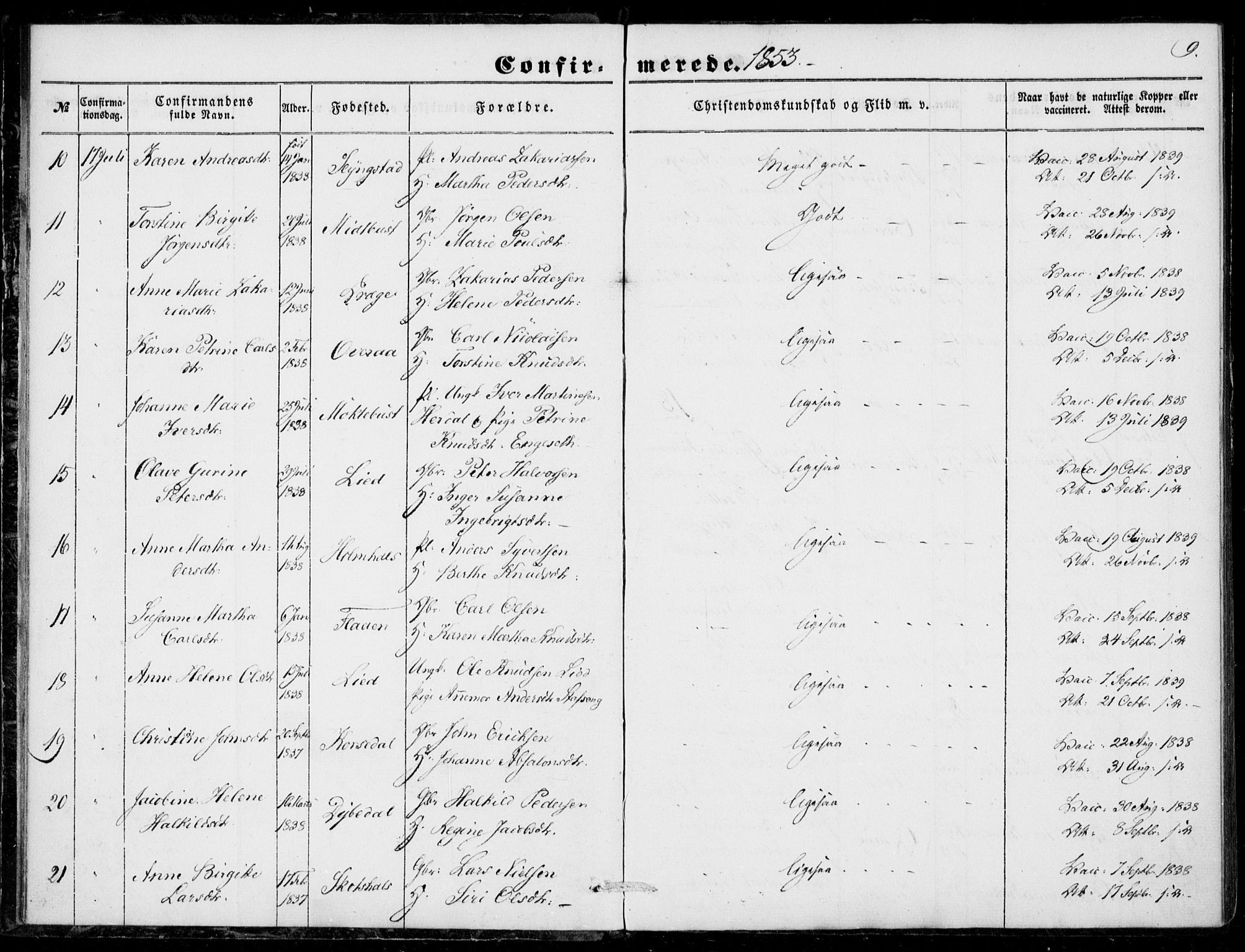 Ministerialprotokoller, klokkerbøker og fødselsregistre - Møre og Romsdal, AV/SAT-A-1454/520/L0281: Parish register (official) no. 520A10, 1851-1881, p. 9