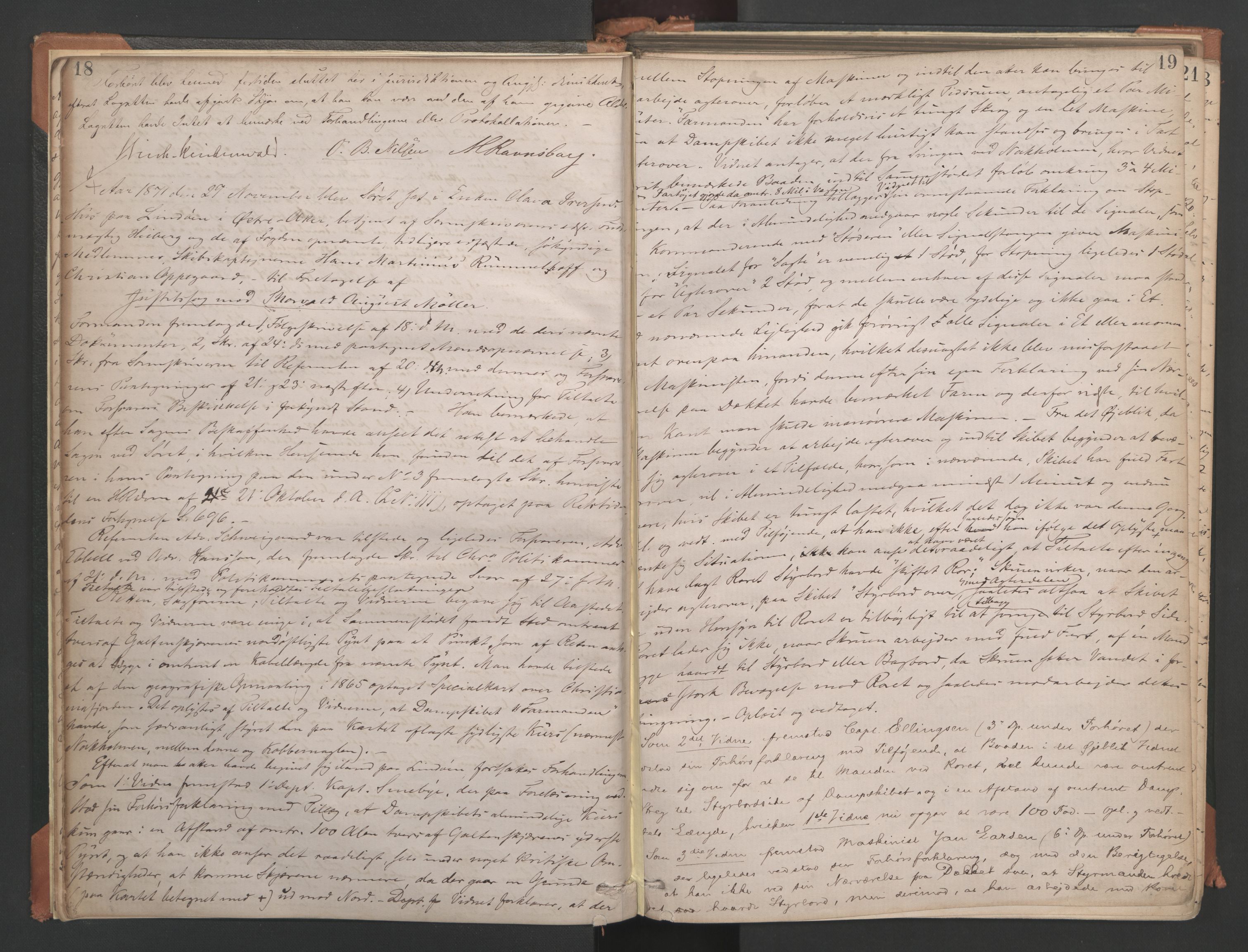 Aker sorenskriveri, AV/SAO-A-10895/F/Fc/Fcb/L0040: Ekstrarettsprotokoll, 1871-1874, p. 18-19