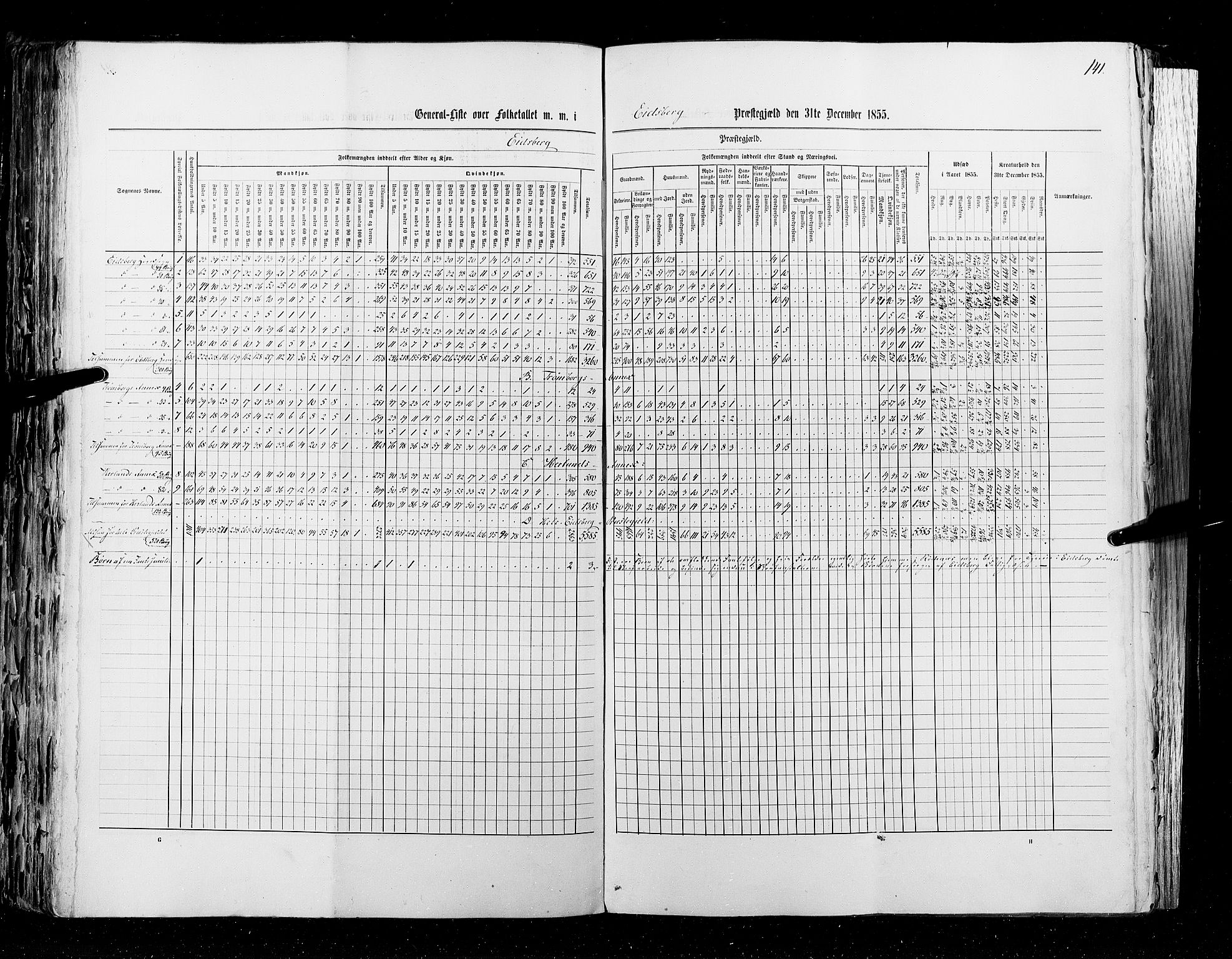 RA, Census 1855, vol. 1: Akershus amt, Smålenenes amt og Hedemarken amt, 1855, p. 141