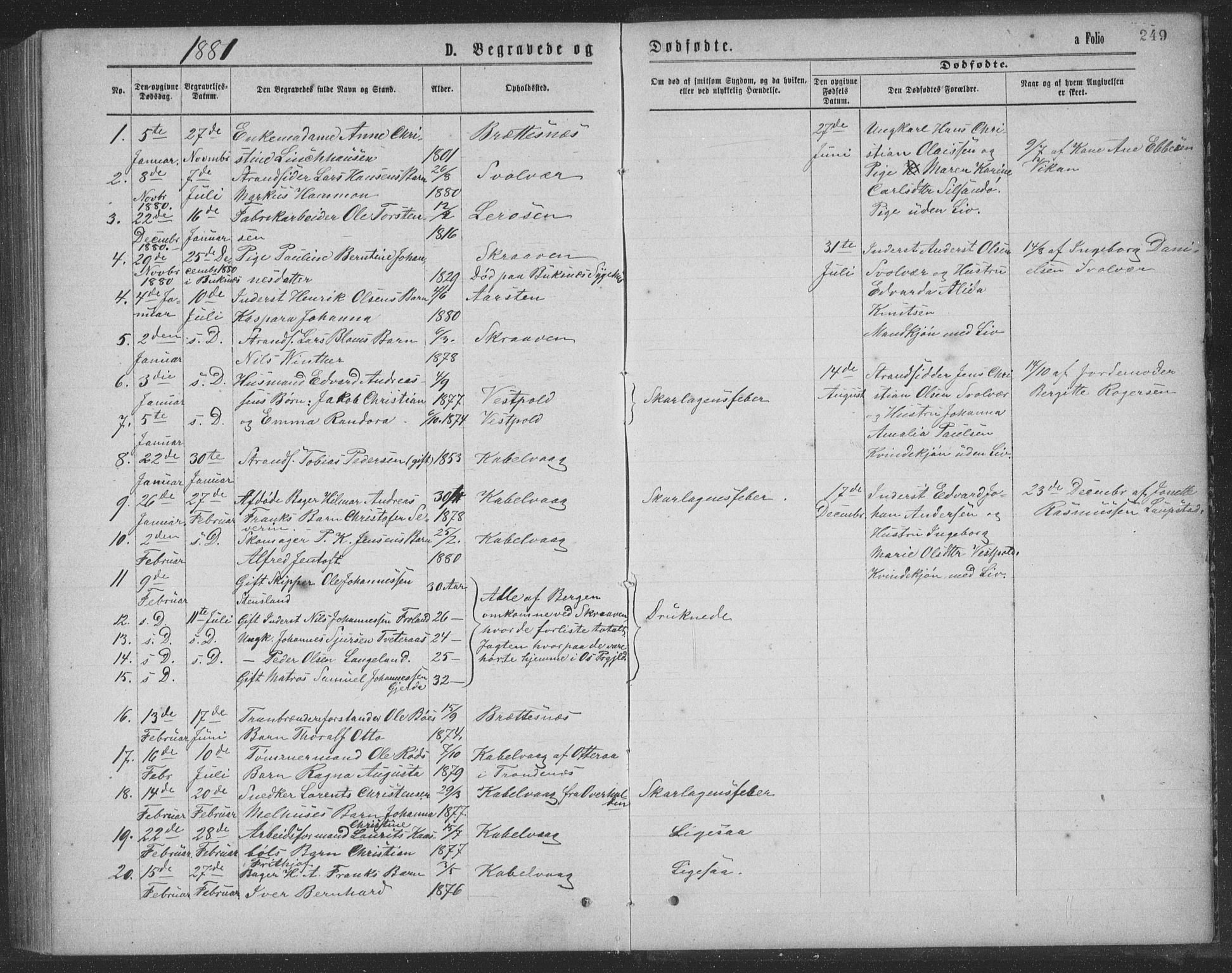 Ministerialprotokoller, klokkerbøker og fødselsregistre - Nordland, AV/SAT-A-1459/874/L1075: Parish register (copy) no. 874C04, 1876-1883, p. 249