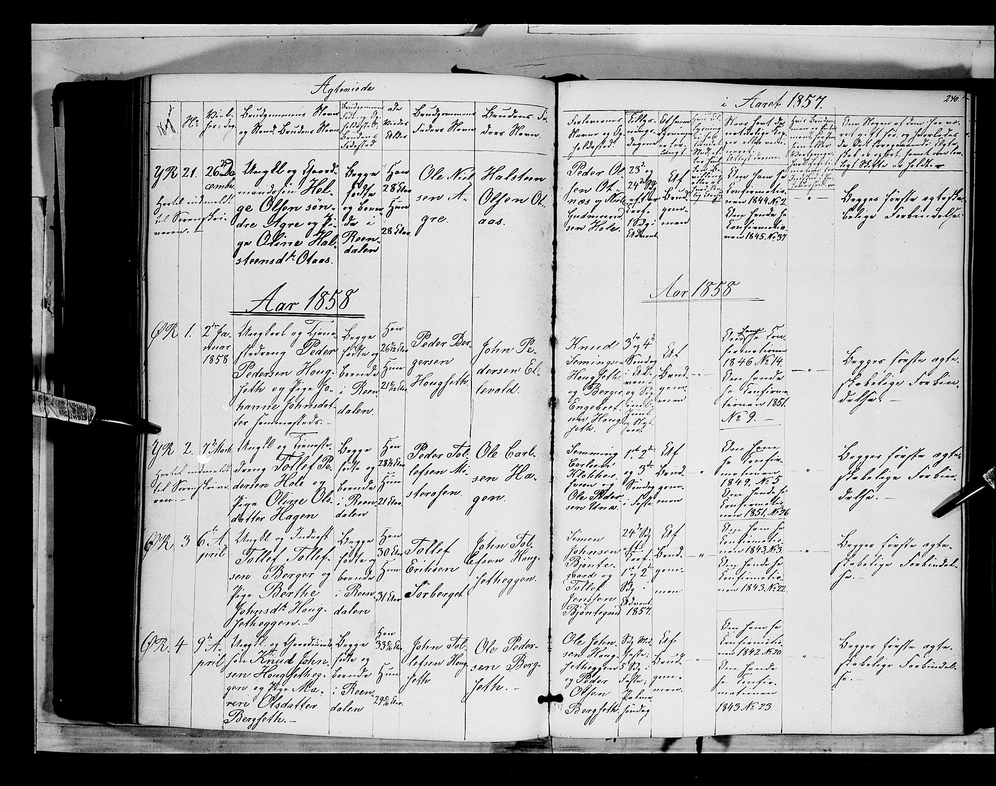Rendalen prestekontor, SAH/PREST-054/H/Ha/Haa/L0005: Parish register (official) no. 5, 1853-1866, p. 240