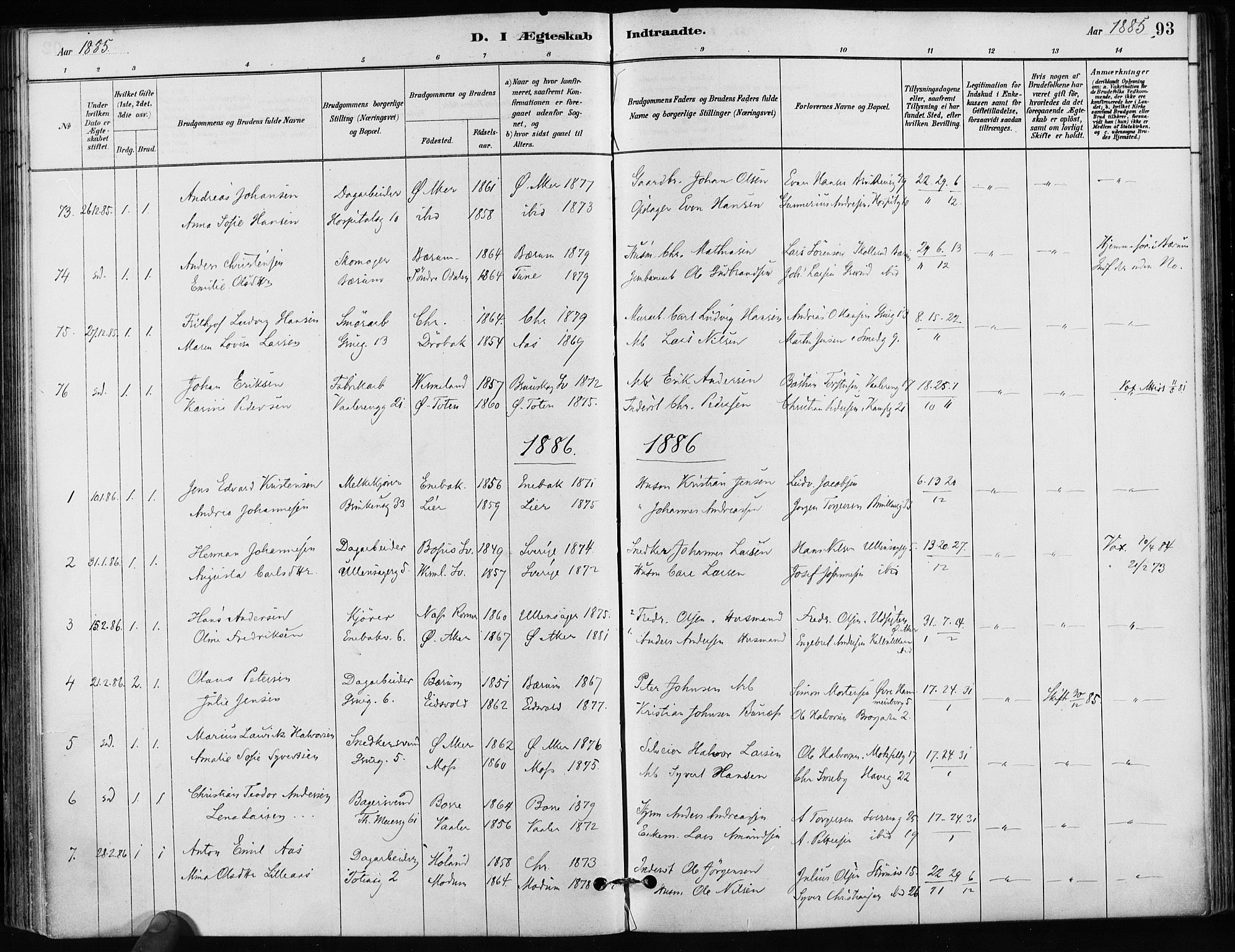 Kampen prestekontor Kirkebøker, AV/SAO-A-10853/F/Fa/L0002: Parish register (official) no. I 2, 1880-1888, p. 93