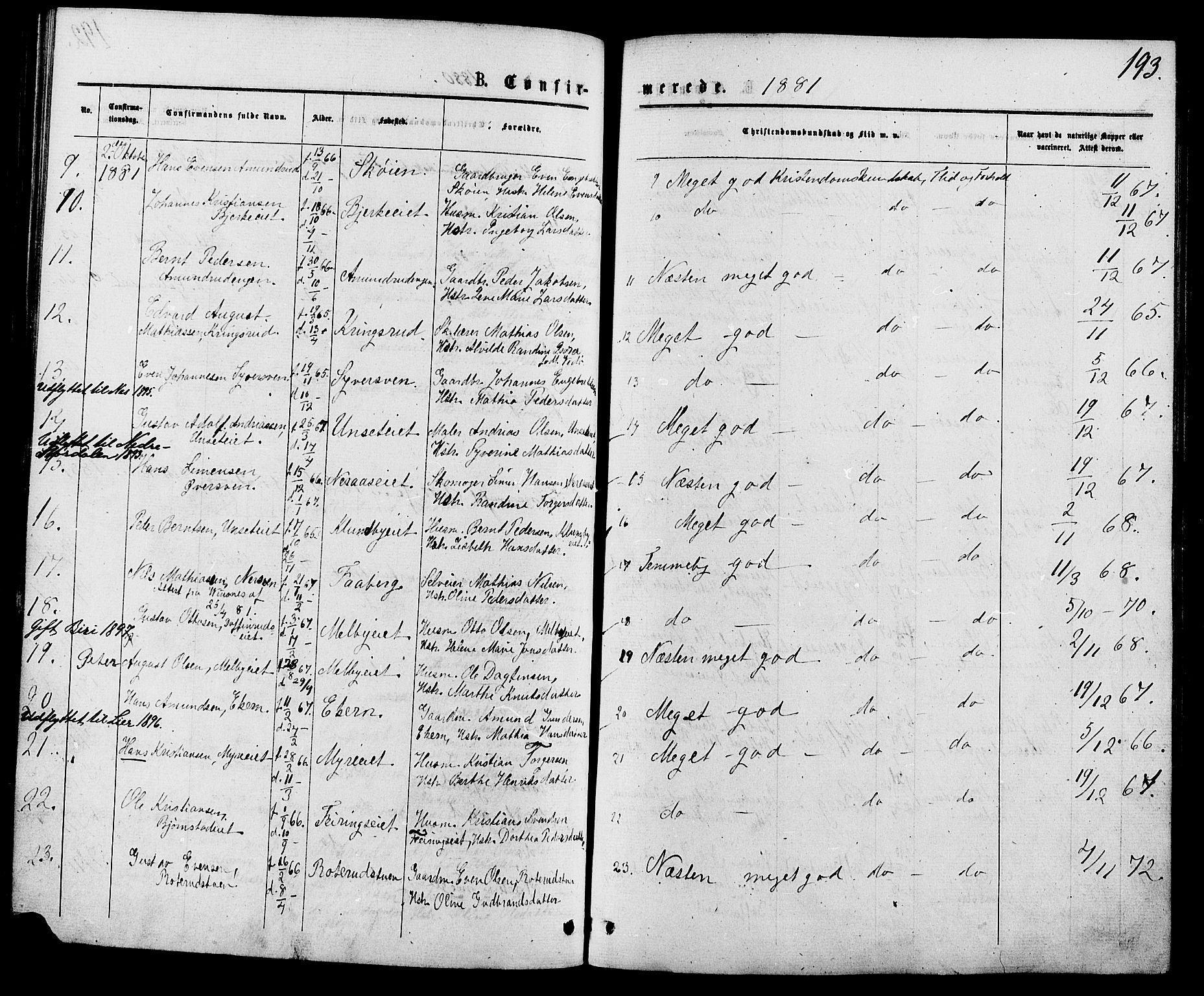 Biri prestekontor, SAH/PREST-096/H/Ha/Haa/L0006: Parish register (official) no. 6, 1877-1886, p. 193