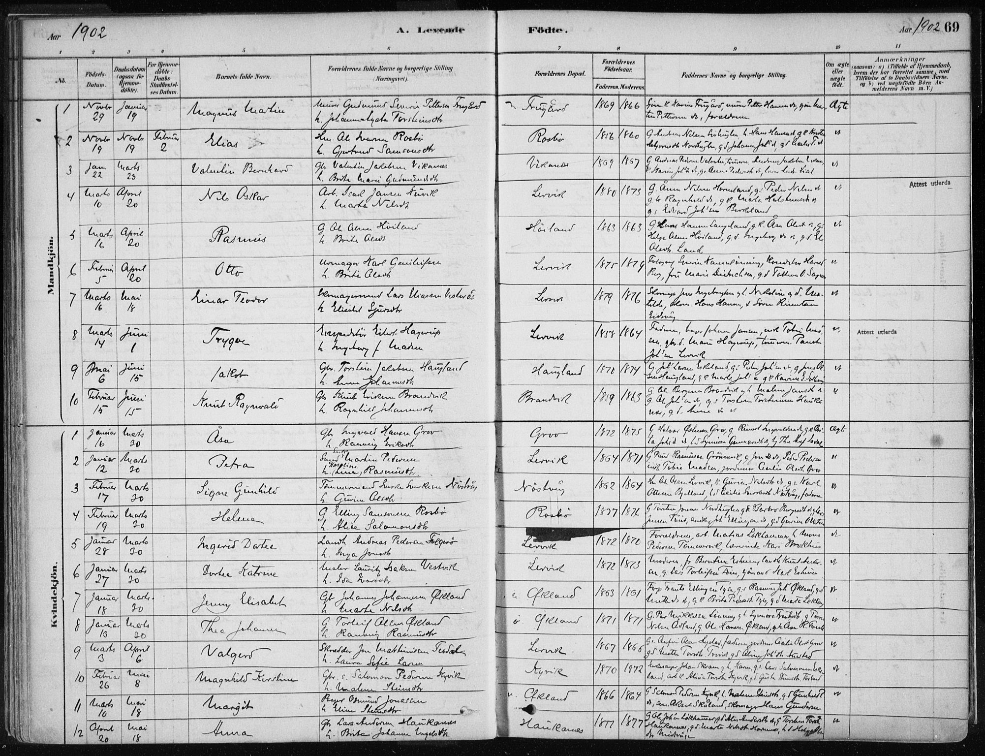 Stord sokneprestembete, AV/SAB-A-78201/H/Haa: Parish register (official) no. B 2, 1878-1913, p. 69