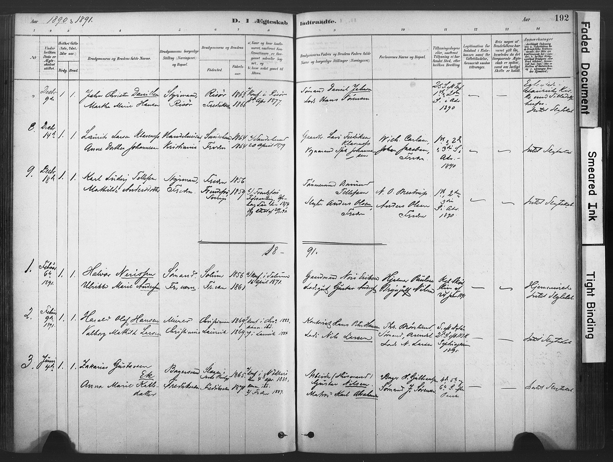 Stavern kirkebøker, SAKO/A-318/F/Fa/L0008: Parish register (official) no. 8, 1878-1905, p. 192