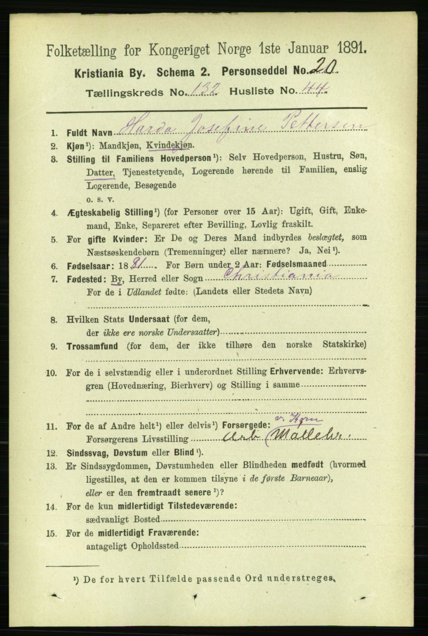 RA, 1891 census for 0301 Kristiania, 1891, p. 72097