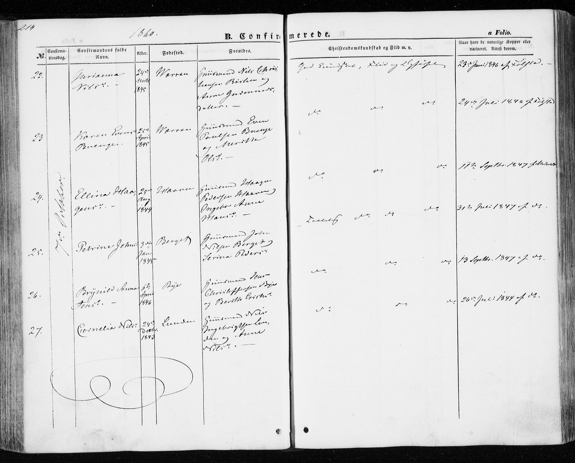 Ministerialprotokoller, klokkerbøker og fødselsregistre - Nord-Trøndelag, AV/SAT-A-1458/701/L0008: Parish register (official) no. 701A08 /1, 1854-1863, p. 214