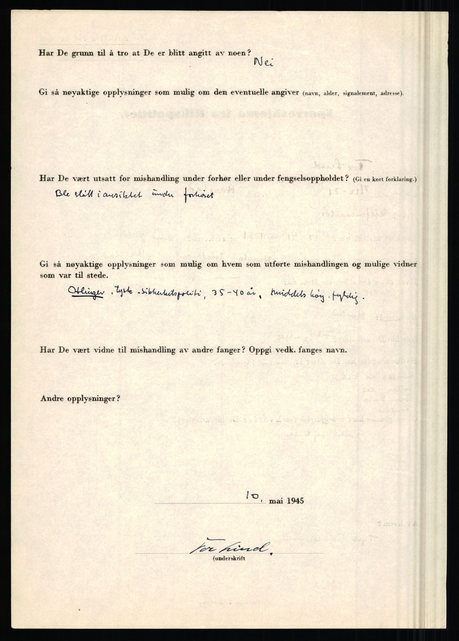 Rikspolitisjefen, AV/RA-S-1560/L/L0010: Kristianslund, Charles Ragnvald - Losvik, Einar, 1940-1945, p. 1024