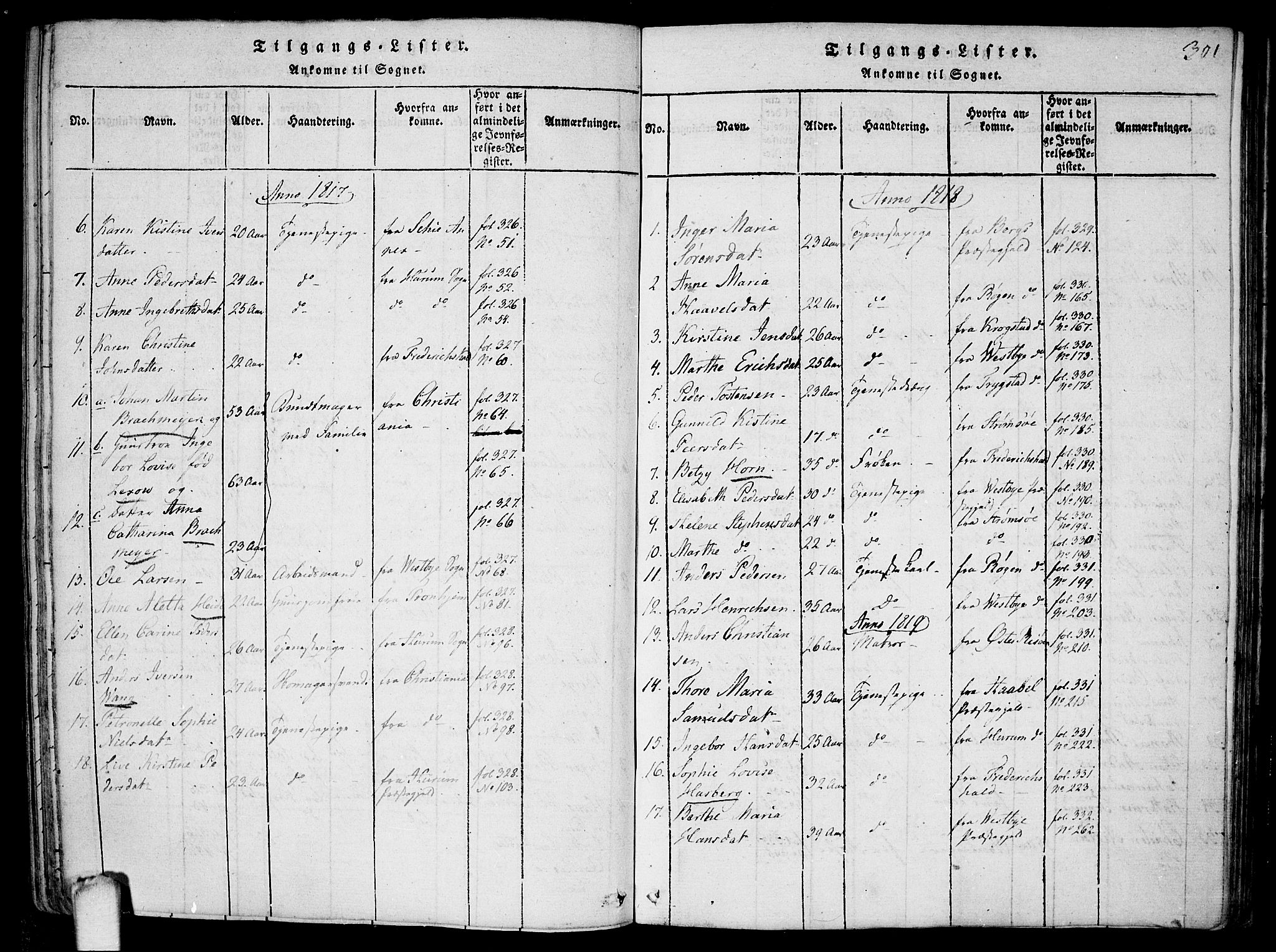 Drøbak prestekontor Kirkebøker, SAO/A-10142a/F/Fa/L0001: Parish register (official) no. I 1, 1816-1842, p. 301