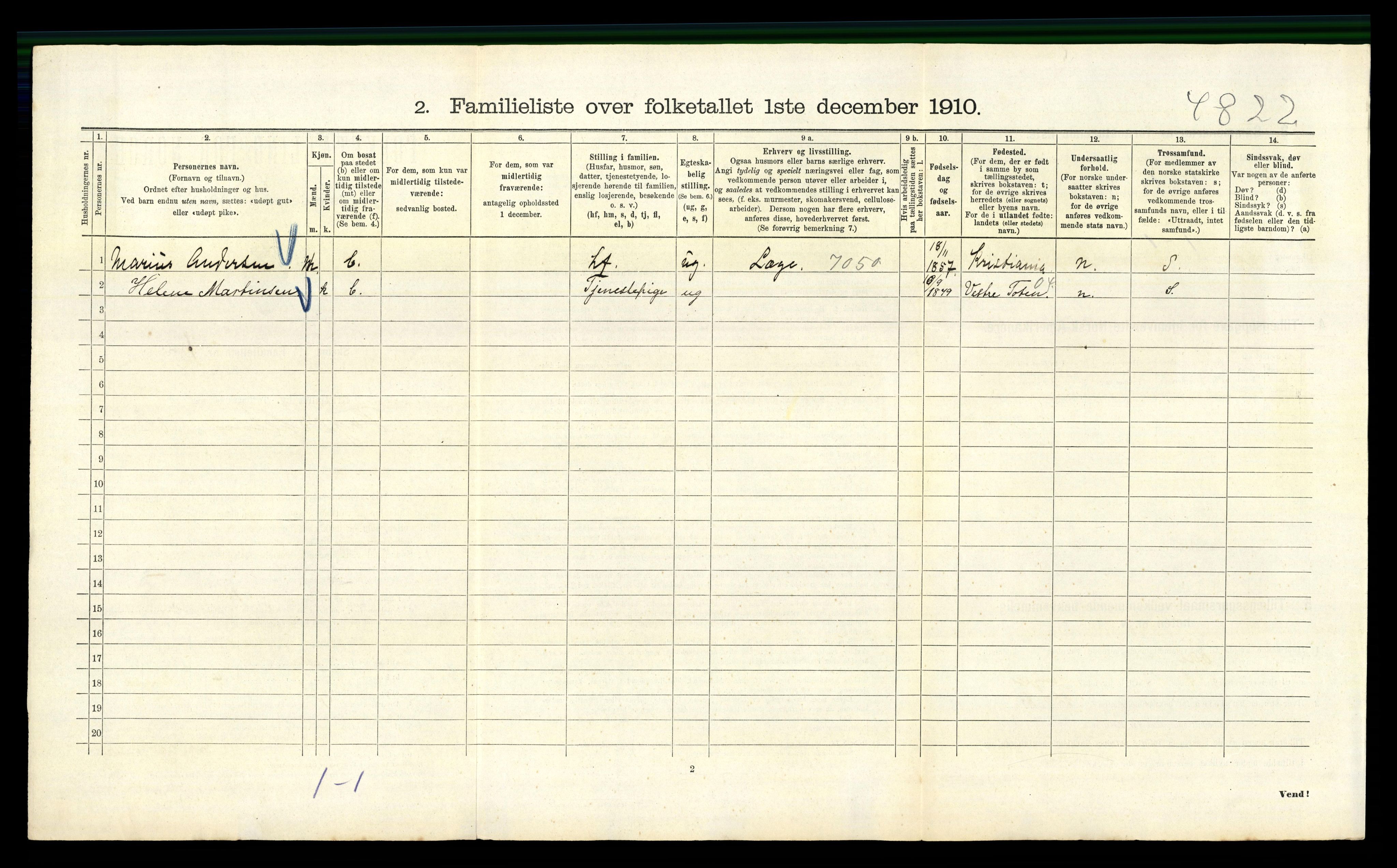 RA, 1910 census for Kristiania, 1910, p. 22664