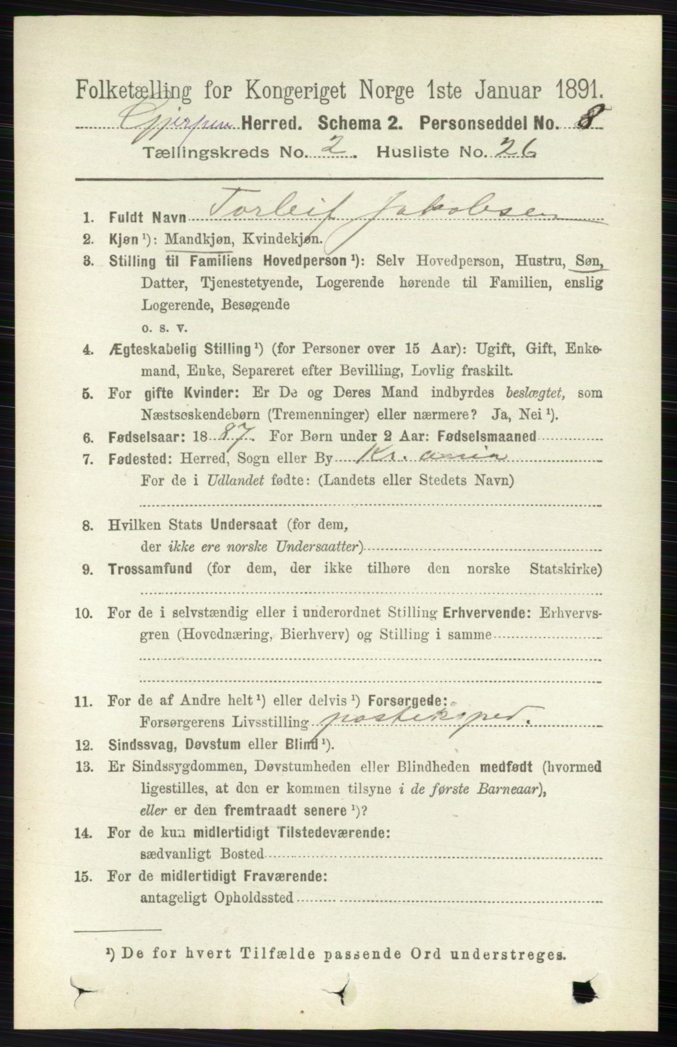 RA, 1891 census for 0812 Gjerpen, 1891, p. 934