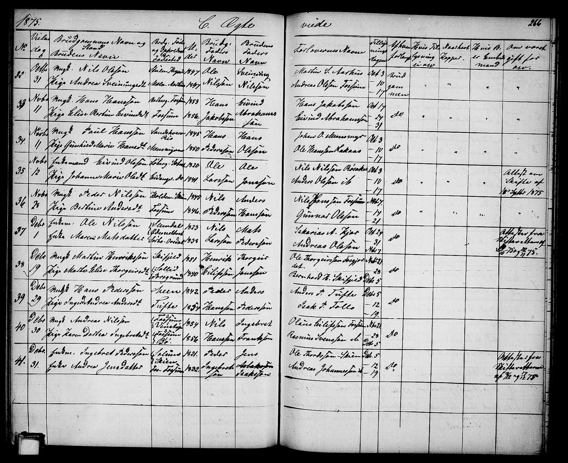 Gjerpen kirkebøker, SAKO/A-265/G/Ga/L0001: Parish register (copy) no. I 1, 1864-1882, p. 266