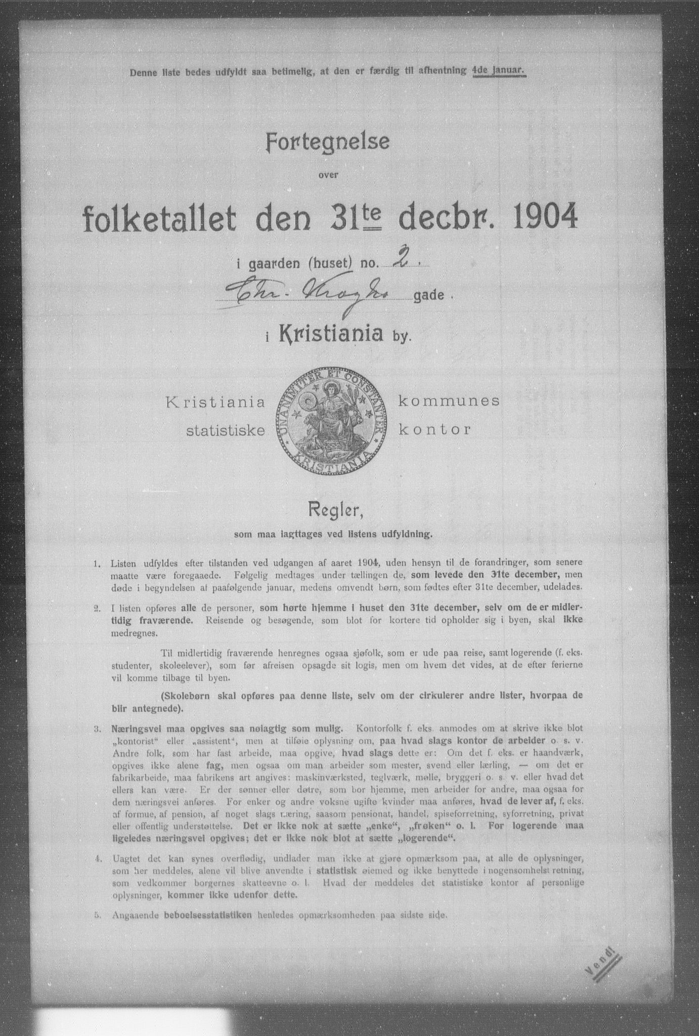 OBA, Municipal Census 1904 for Kristiania, 1904, p. 2483