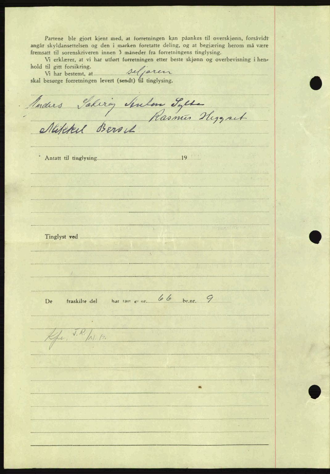 Nordmøre sorenskriveri, AV/SAT-A-4132/1/2/2Ca: Mortgage book no. A98, 1944-1944, Diary no: : 1480/1944