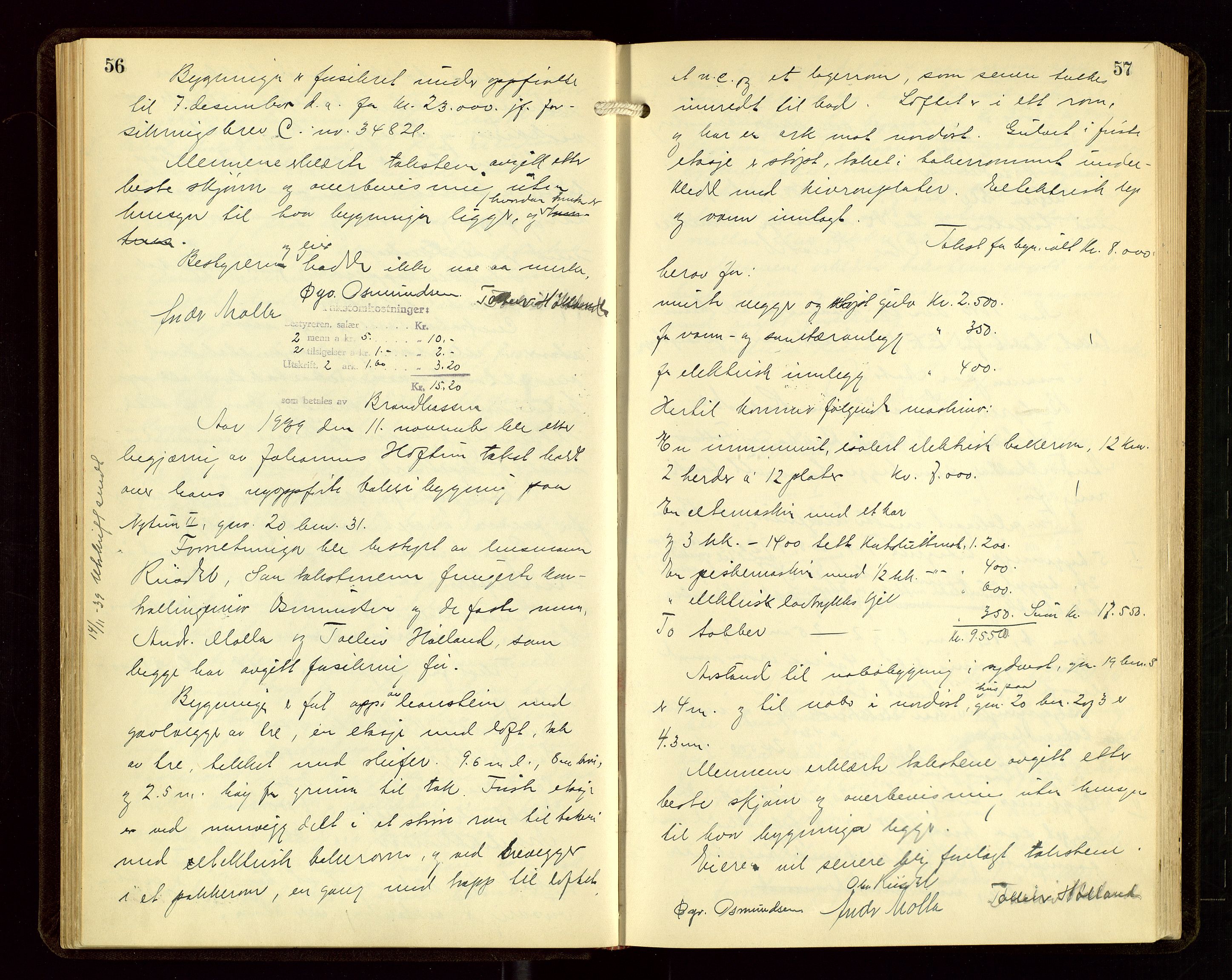 Sauda lensmannskontor, AV/SAST-A-100177/Goa/L0004: "Brandtakstprotokoll for Sauda lensmannsdistrikt", 1934-1946, p. 56-57