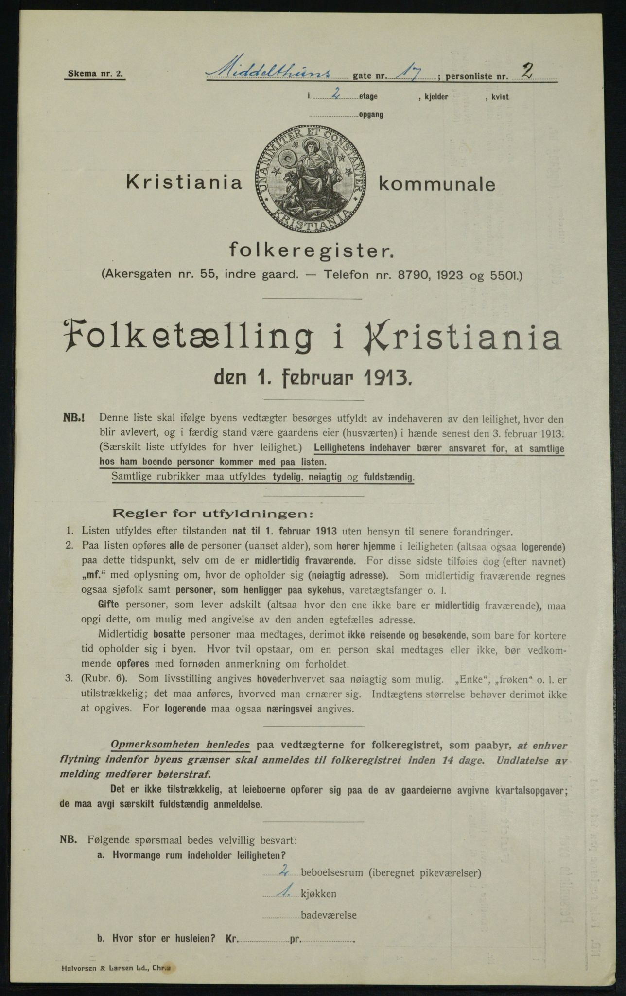 OBA, Municipal Census 1913 for Kristiania, 1913, p. 65307