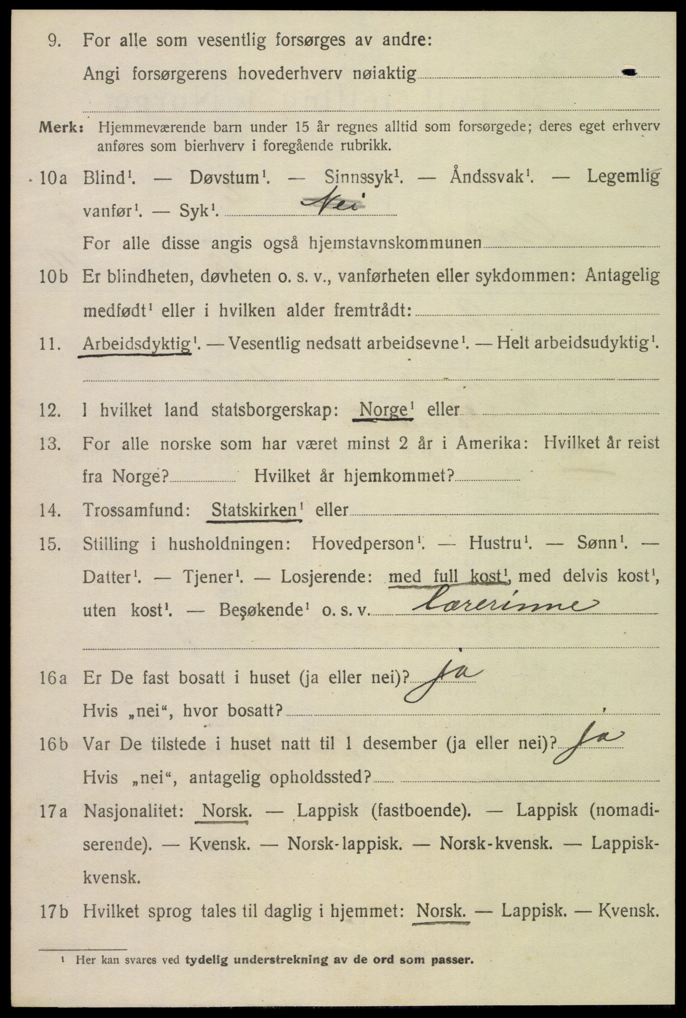 SAT, 1920 census for Verdal, 1920, p. 5330