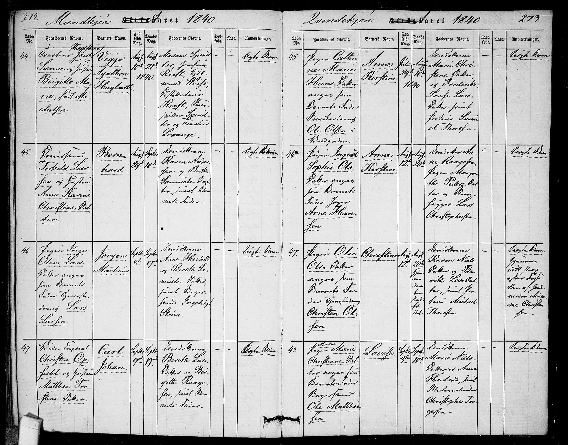 Rikshospitalet prestekontor Kirkebøker, SAO/A-10309b/F/L0002: Parish register (official) no. 2, 1832-1840, p. 272-273
