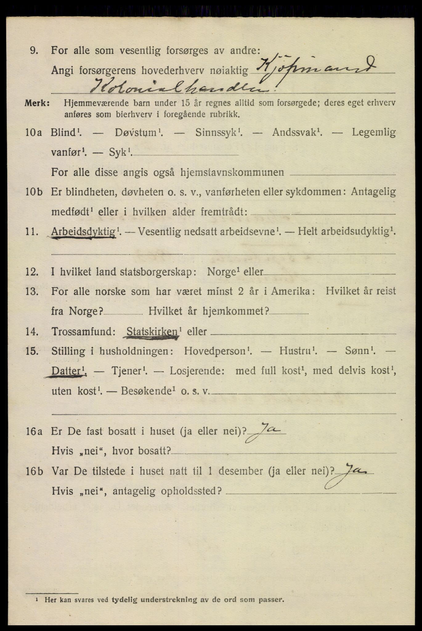 SAH, 1920 census for Hamar, 1920, p. 17526