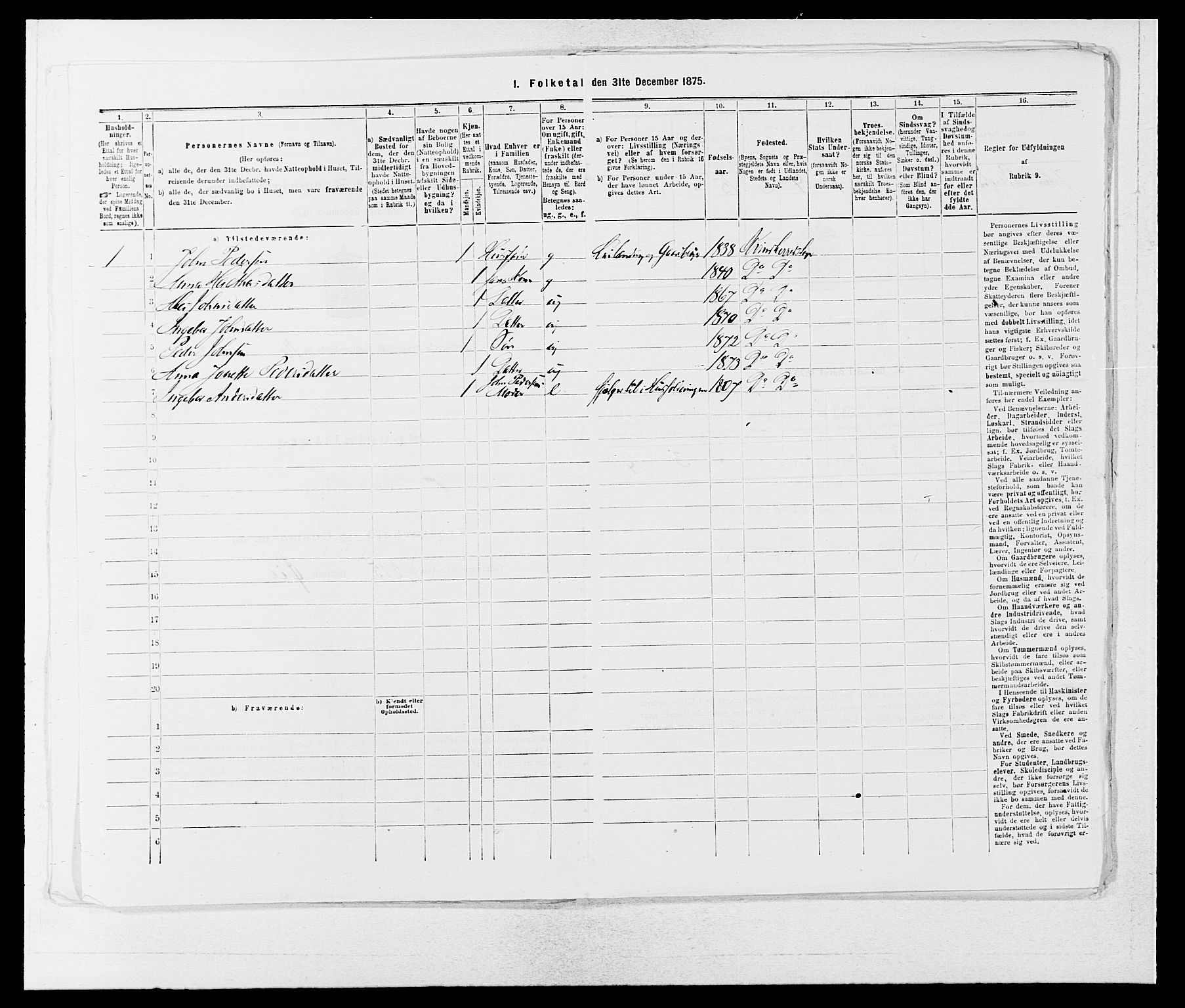 SAB, 1875 census for 1224P Kvinnherad, 1875, p. 1046